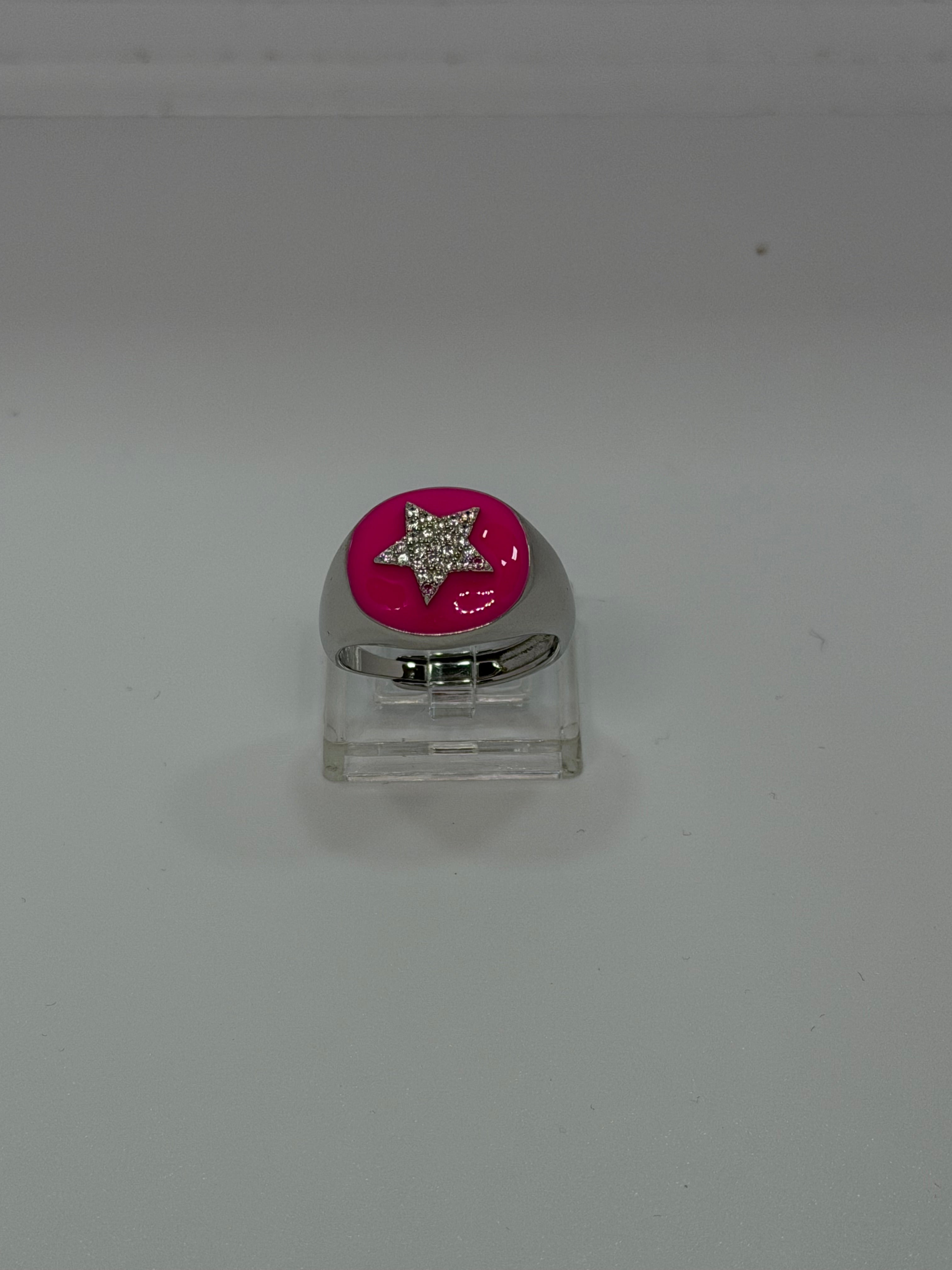 Anello Stella Argento 925 con Zirconi e Smalto – Regolabile | AG silver
