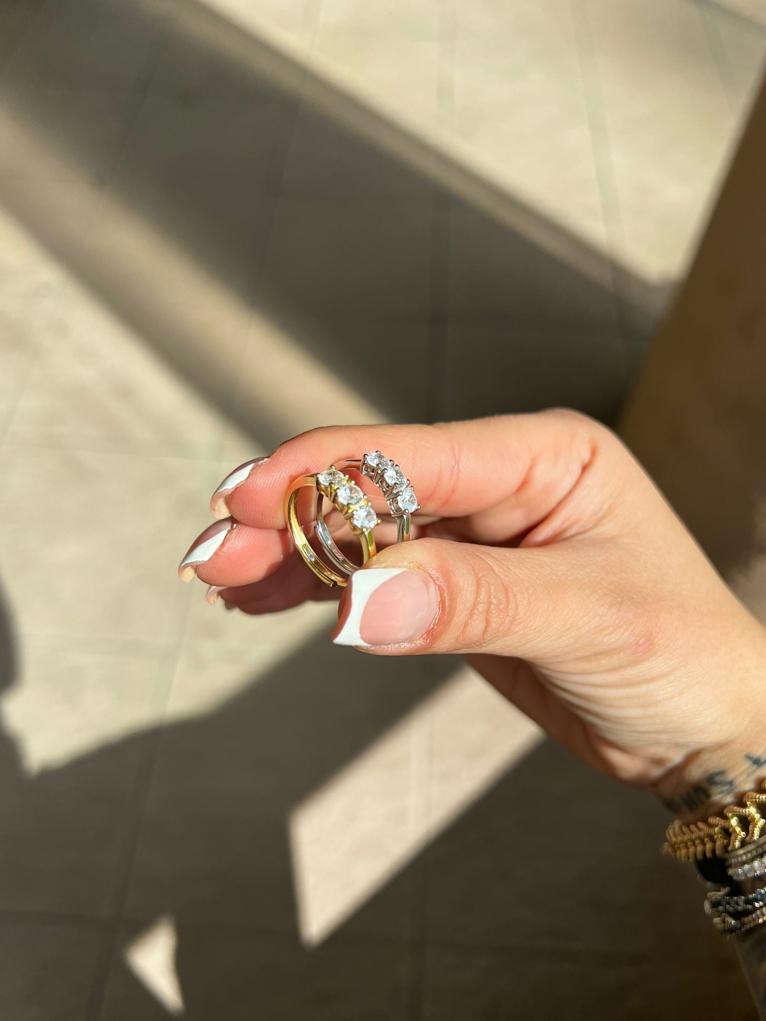 Anello Trilogy in Argento 925 – Misura Regolabile | Versione Argento e Dorata