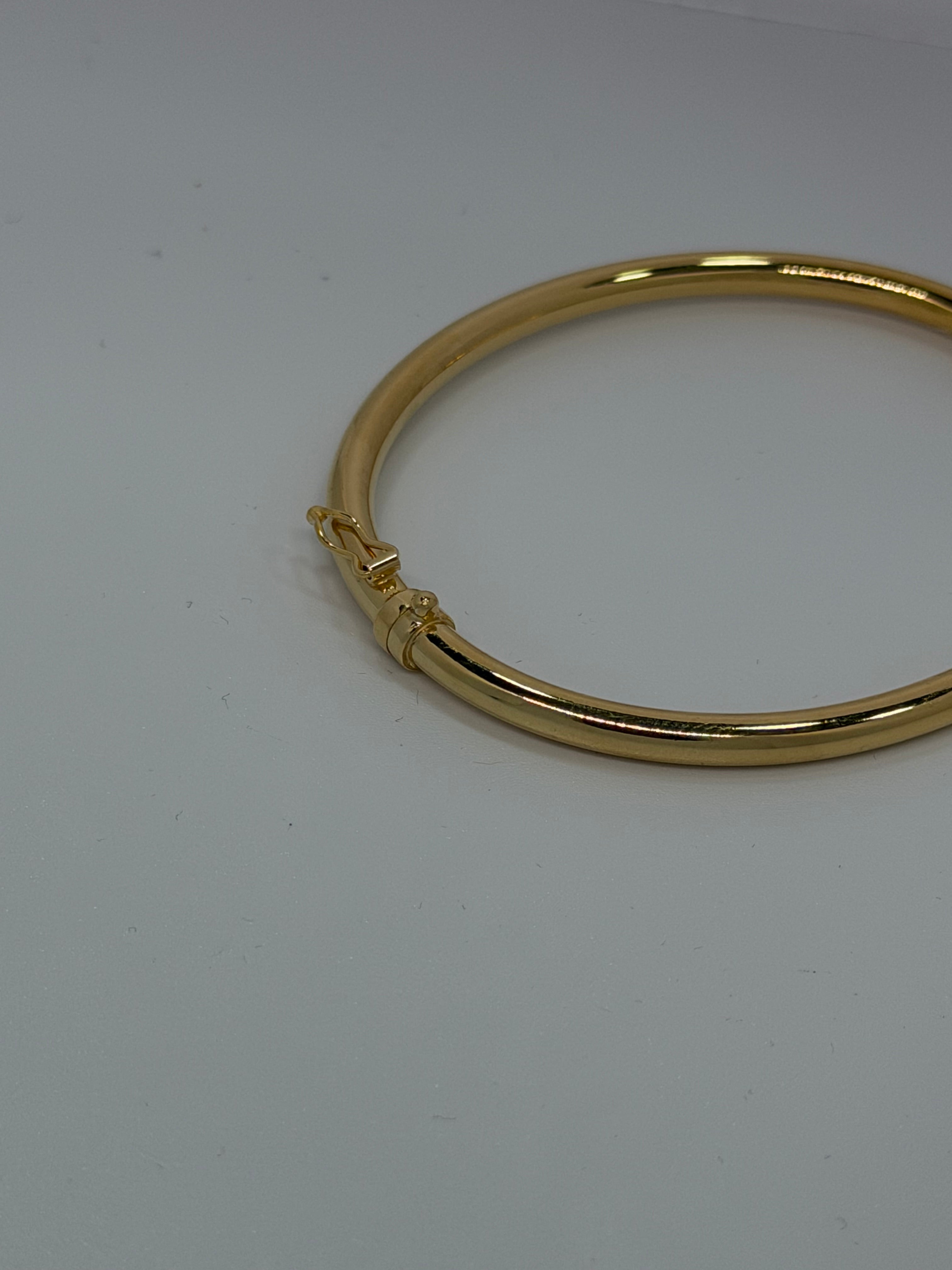 Bracciale Tubolare Rigido Argento 925 Bagnato Oro – Chiusura Laterale