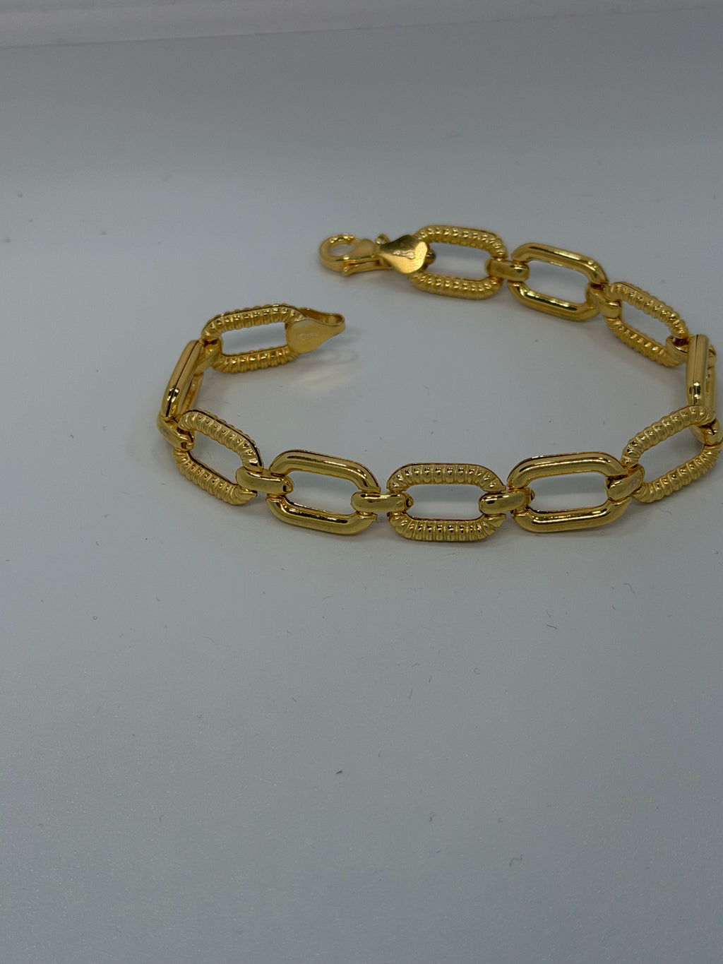 Bracciale Argento 925 Bagnato Oro con Rettangoli – Eleganza Moderna