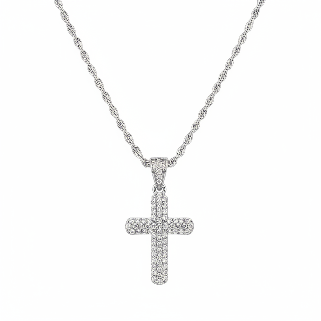 Croce Piccola Argento 925 Pietre Bianche – Classico Intramontabile