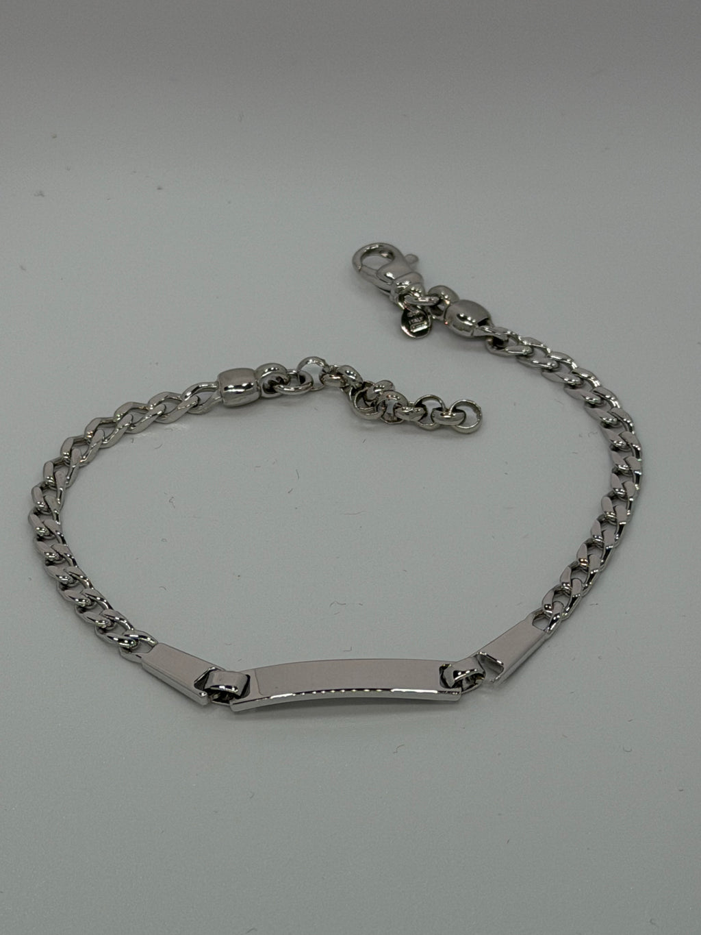 Bracciale Argento 925 con Targhetta Centrale su Catena Groumette