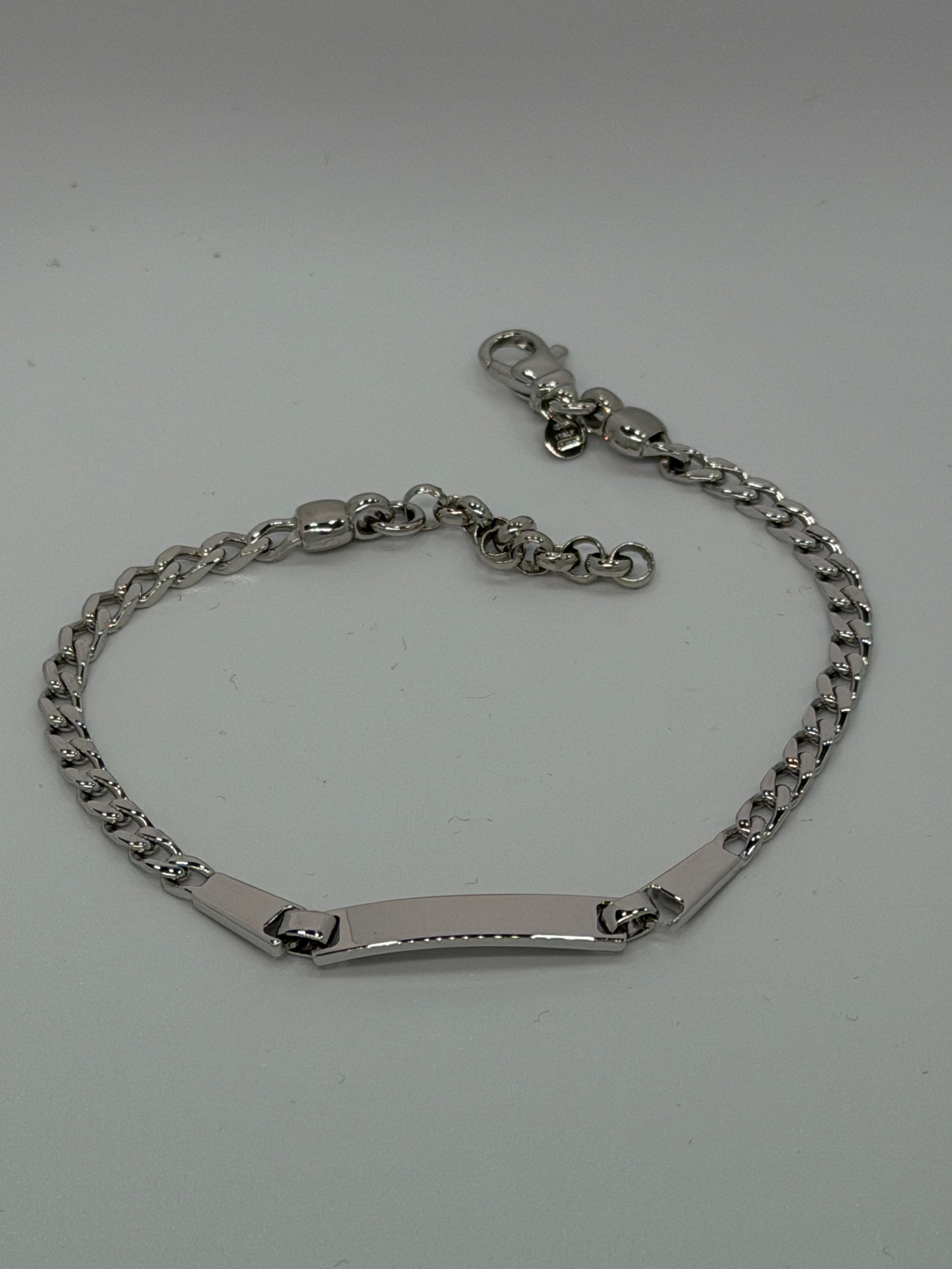 Bracciale Argento 925 con Targhetta Centrale su Catena Groumette