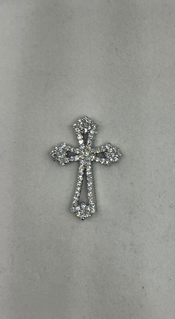 Ciondolo Croce Argento 925 Zirconi – Simbolo di Fede Brillante