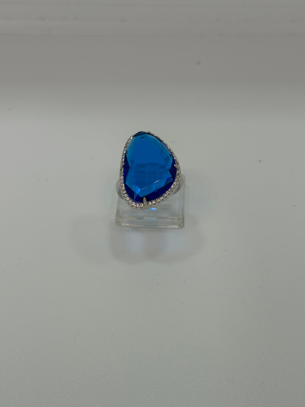 Anello Argento 925 Pietra Viola o Blu a Goccia con Zirconi – Regolabile | AG silver
