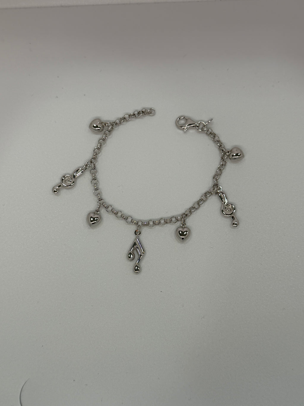 Bracciale Argento 925 con Cuore e Note Musicali Bombate – Per Chi Ama la Musica