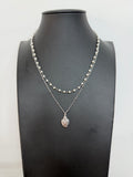 Collana Doppia in Argento 925 con Perle e Sacro Cuore
