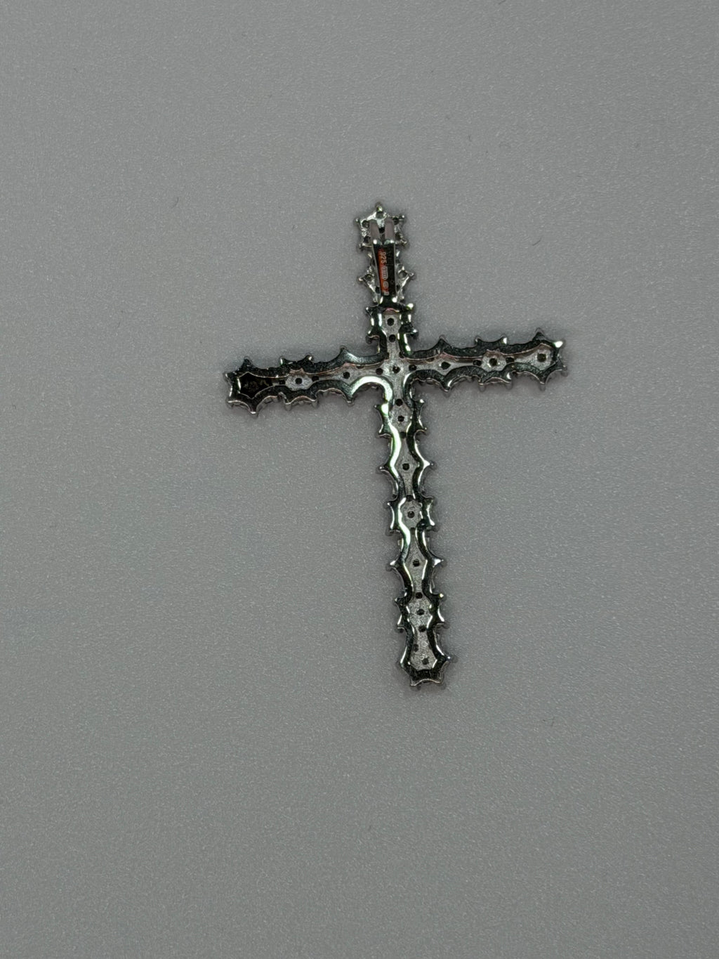 Ciondolo Croce Grande a Fiori con Zirconi Bianchi in Argento 925 | Gioiello Elegante