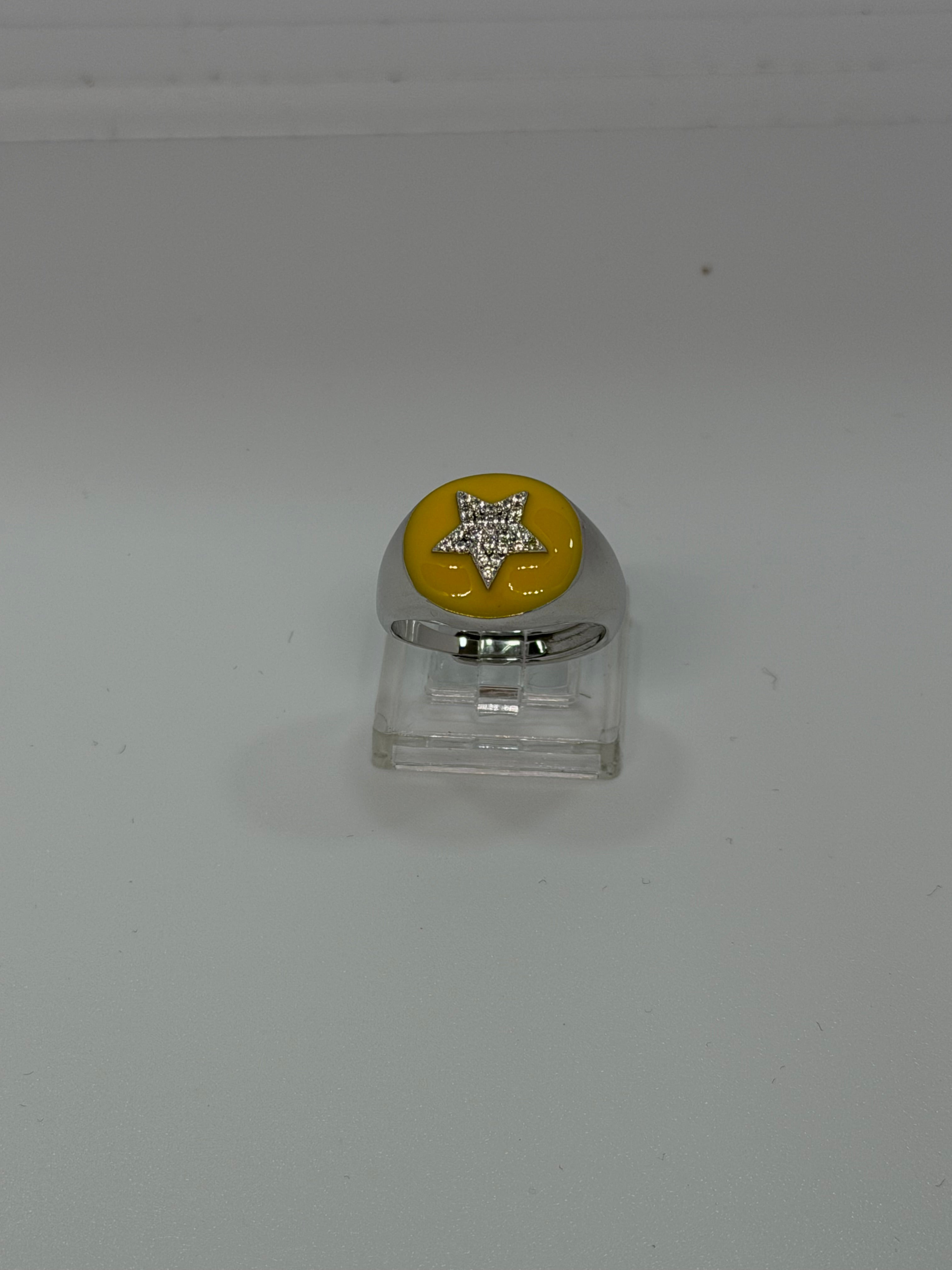 Anello Stella Argento 925 con Zirconi e Smalto – Regolabile | AG silver