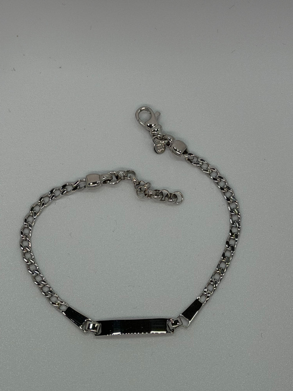 Bracciale Argento 925 con Targhetta Centrale su Catena Groumette