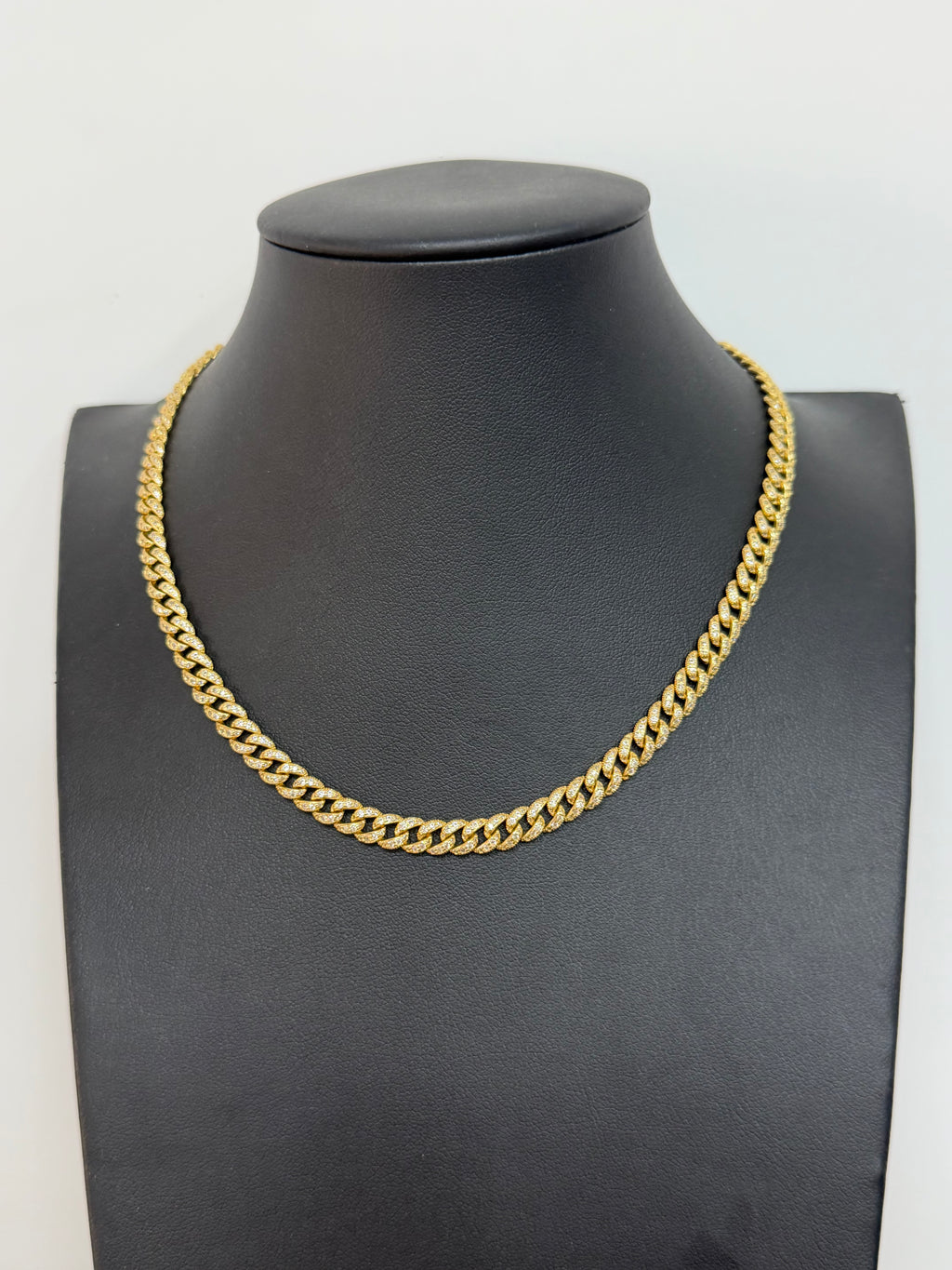 Collana Groumette Argento 925 Bagnata Oro con Zirconi Bianchi