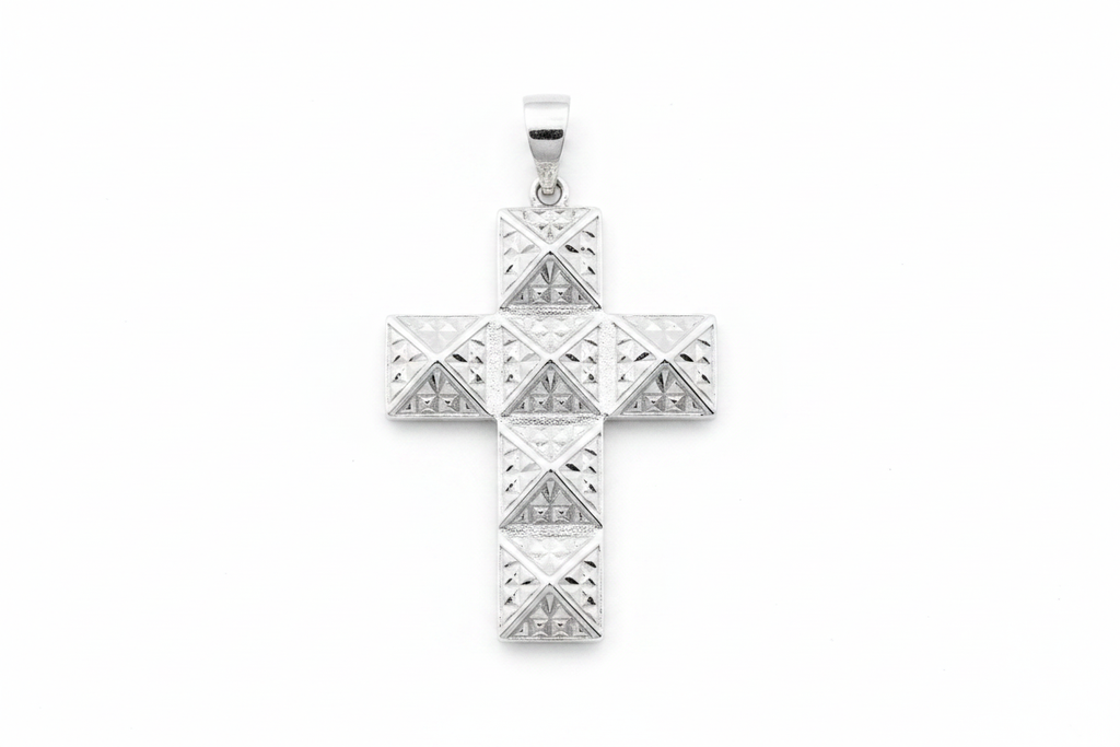 Ciondolo Croce Argento 925 con Zirconi Incastonati – Fede e Luce