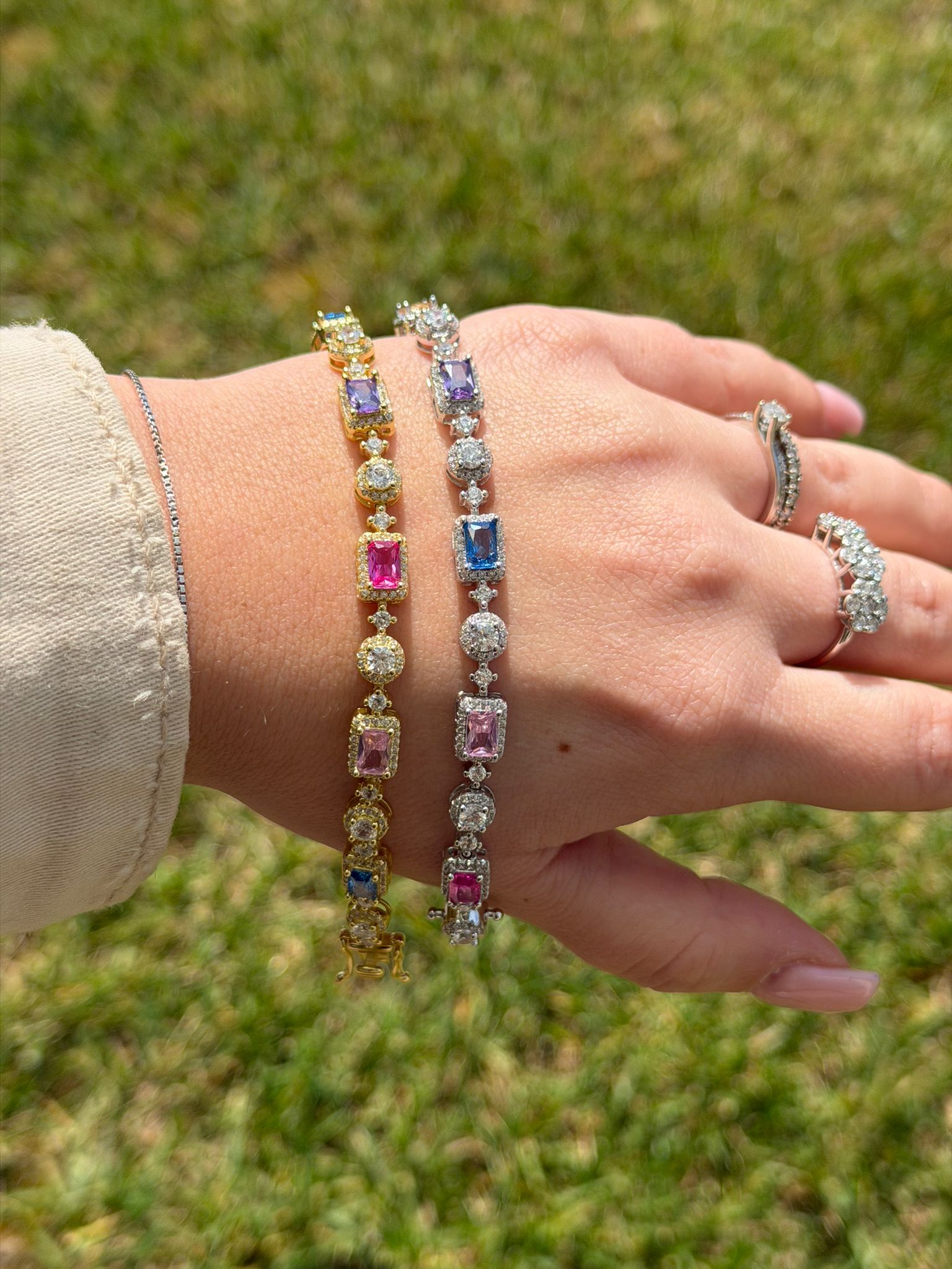 Bracciale Luxury in Argento 925 con Pietre Multicolor – Argento e Dorato | Gioiello Colorato