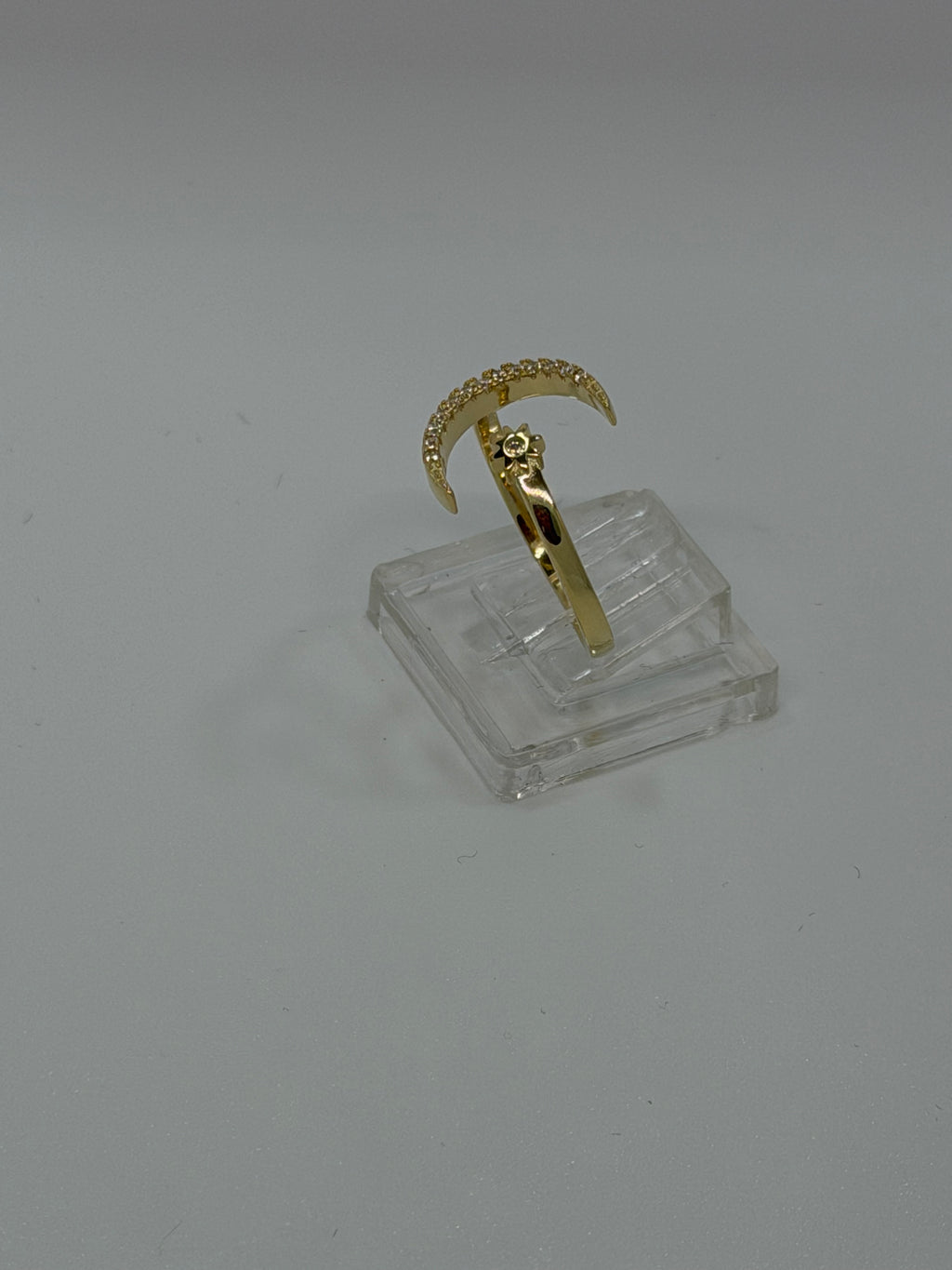 Anello Luna e Stella Argento 925 Bagnato nell’Oro con Zirconi – Regolabile | AG silver