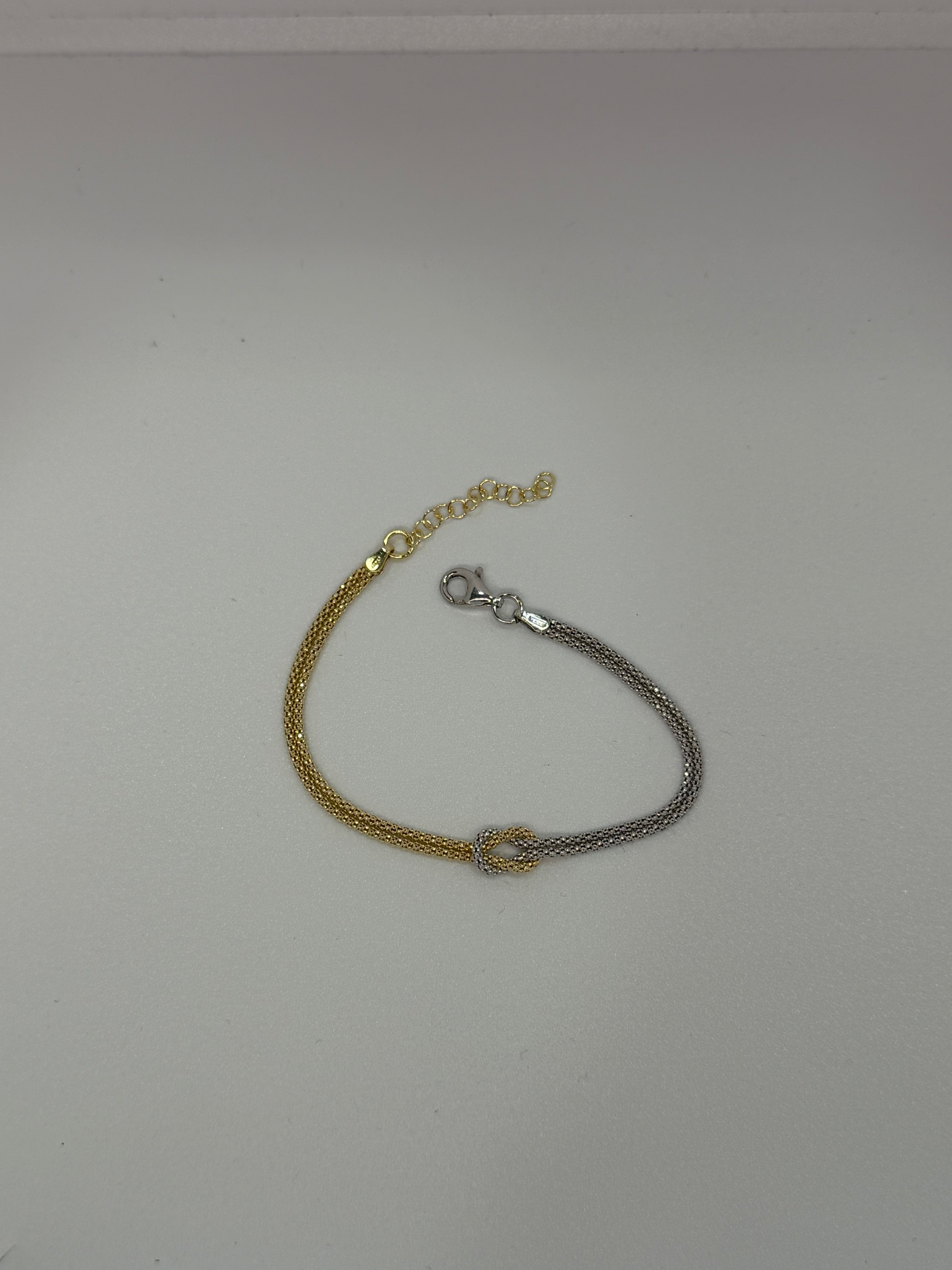Bracciale Nodo Bicolore in Argento 925 e Oro – Regolabile