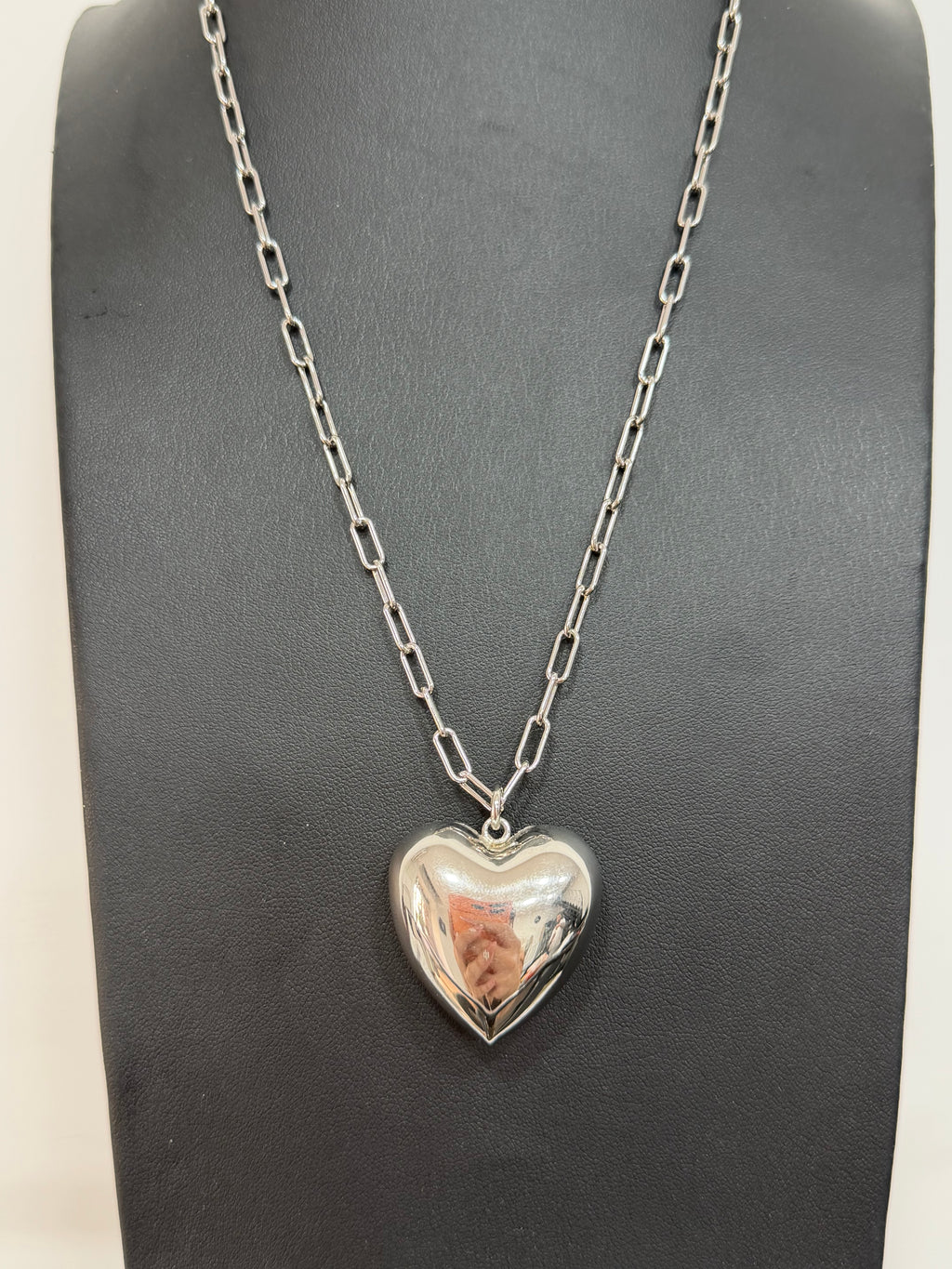Collana Cuore Liscio Bombato in Argento 925 – Catena Lunga