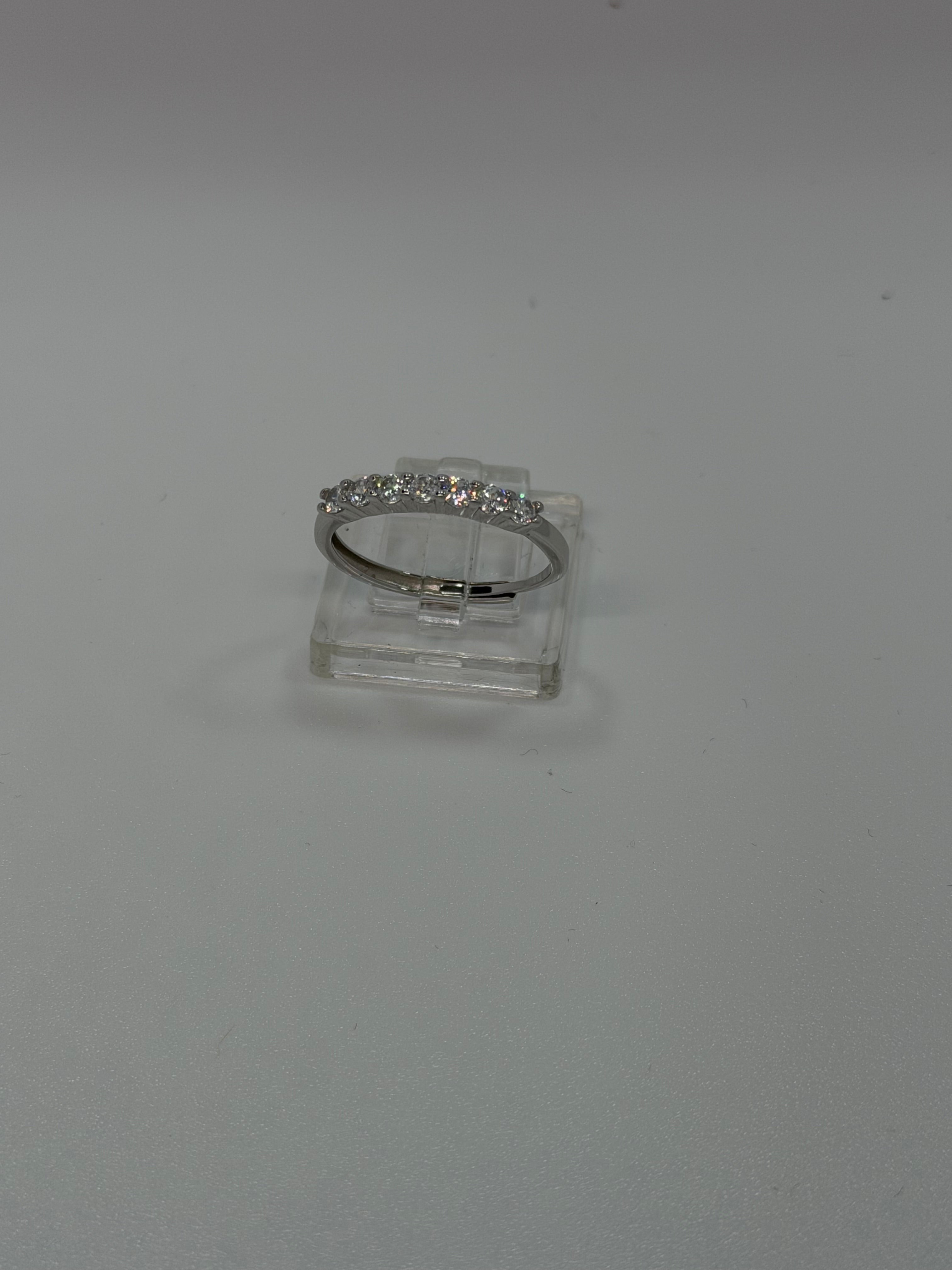 Anello Veretta Argento 925 con 7 Pietre Bianche – Regolabile | AG silver