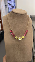 Collana Argento 925 Oro Rosa con Pietre Fuxia e Gialle