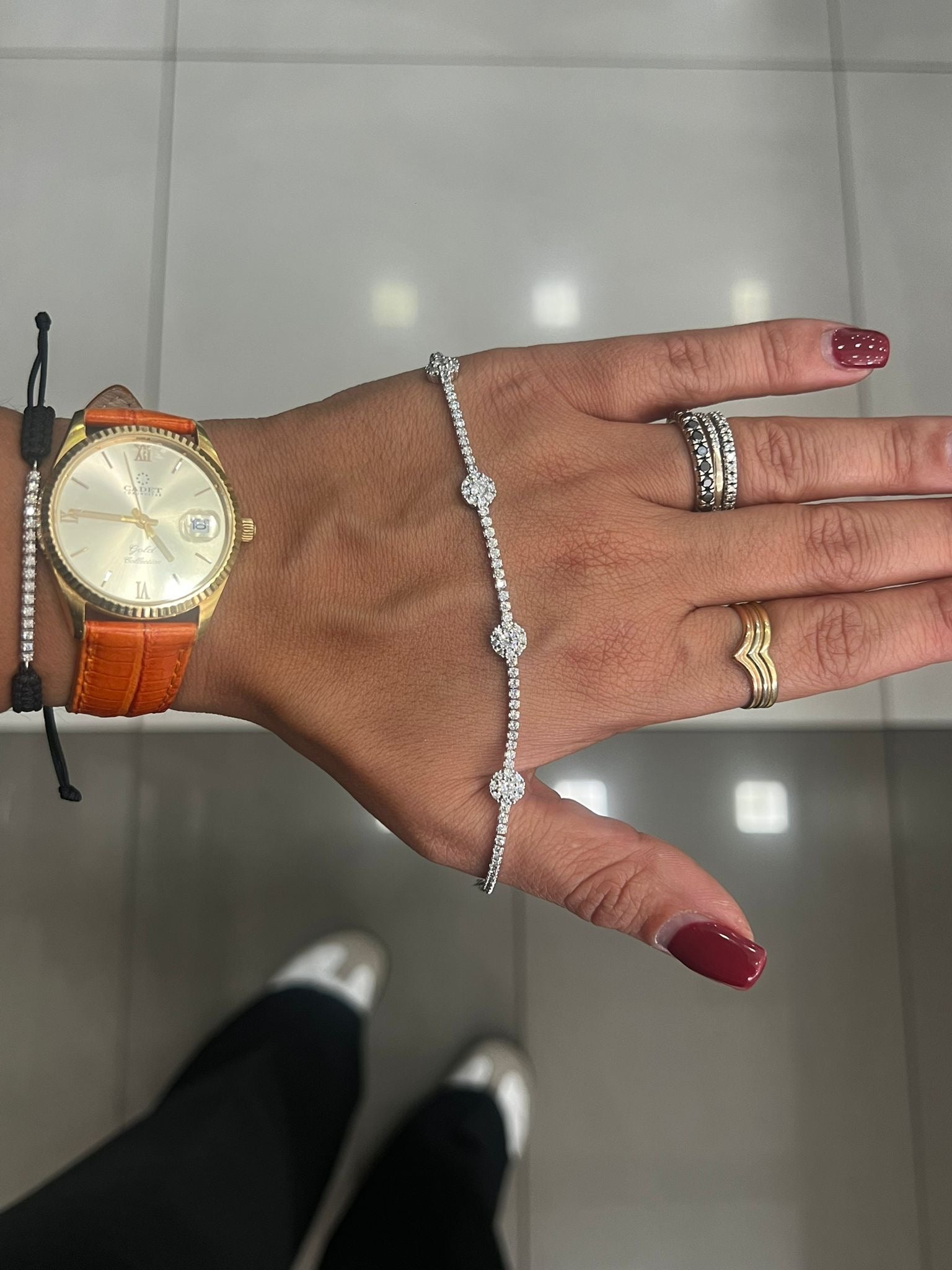 Bracciale Argento 925 con Zirconi Bianchi a Fiori | AG Silver