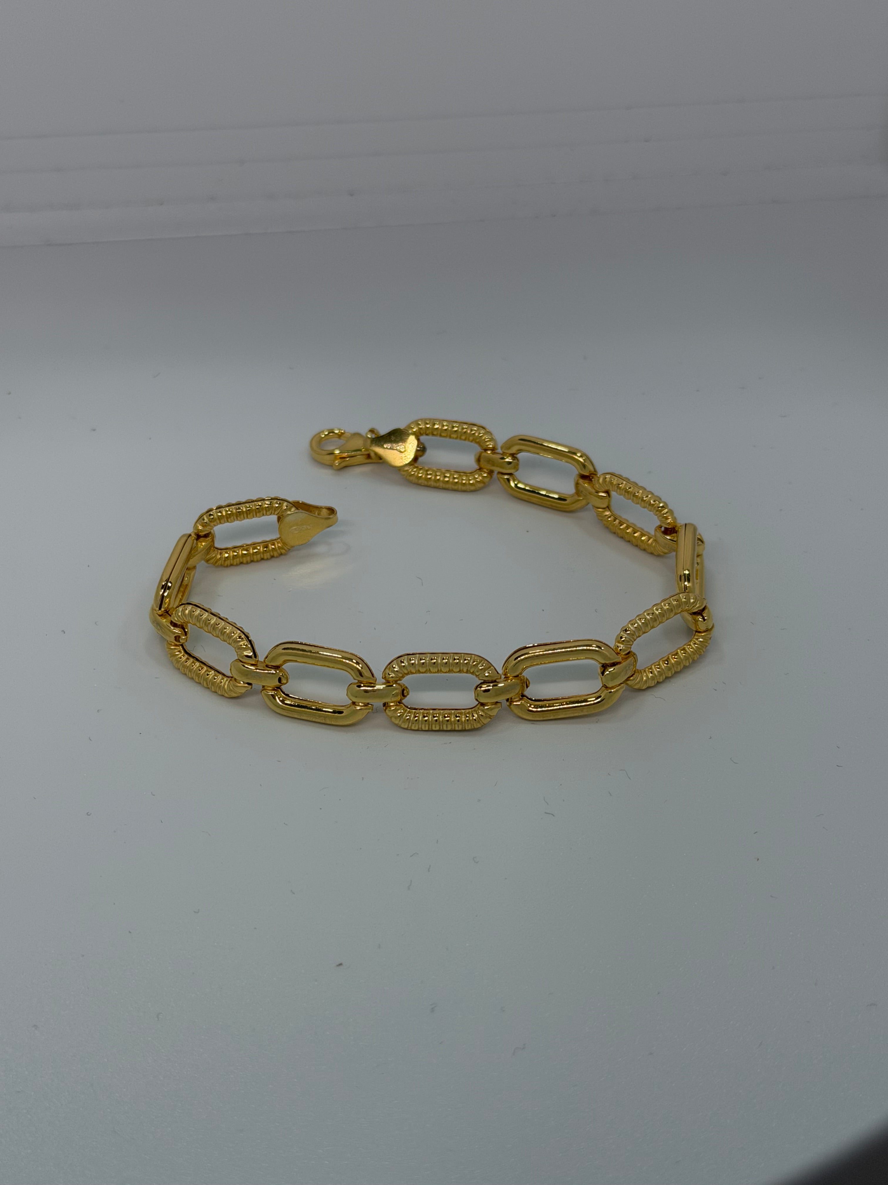 Bracciale Argento 925 Bagnato Oro con Rettangoli – Eleganza Moderna