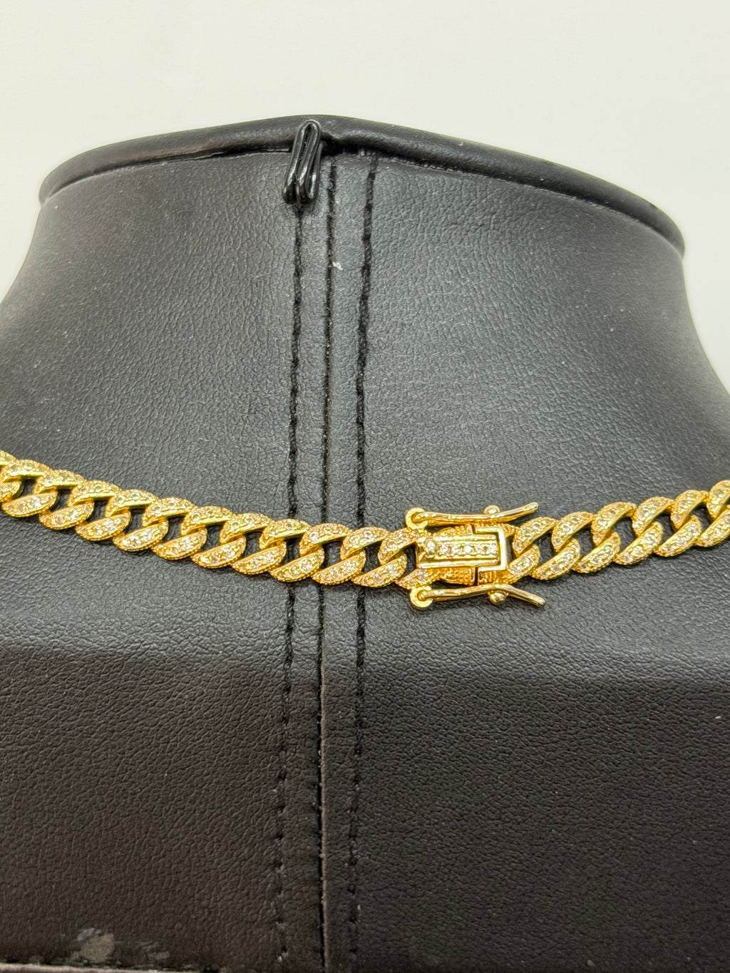 Collana Groumette Argento 925 Bagnata Oro con Zirconi Bianchi