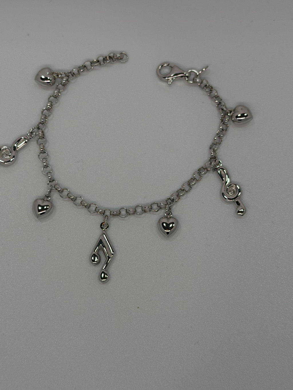Bracciale Argento 925 con Cuore e Note Musicali Bombate – Per Chi Ama la Musica