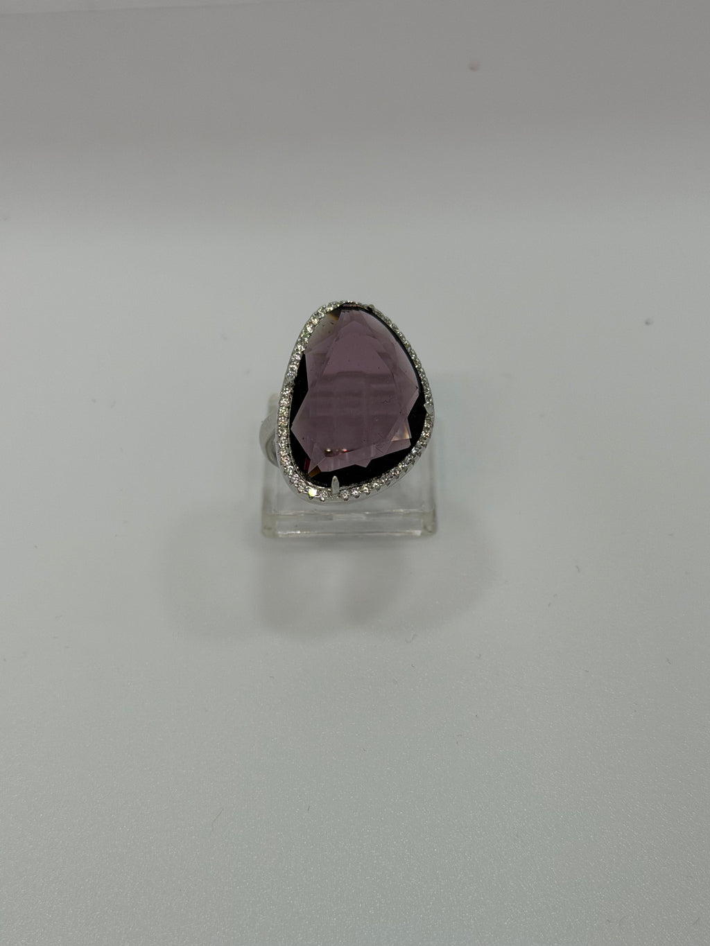 Anello Argento 925 Pietra Viola o Blu a Goccia con Zirconi – Regolabile | AG silver