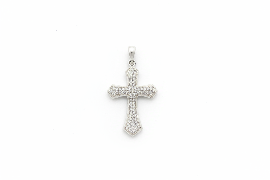 Ciondolo Croce Argento 925 Pietre Bianche – Purezza e Stile