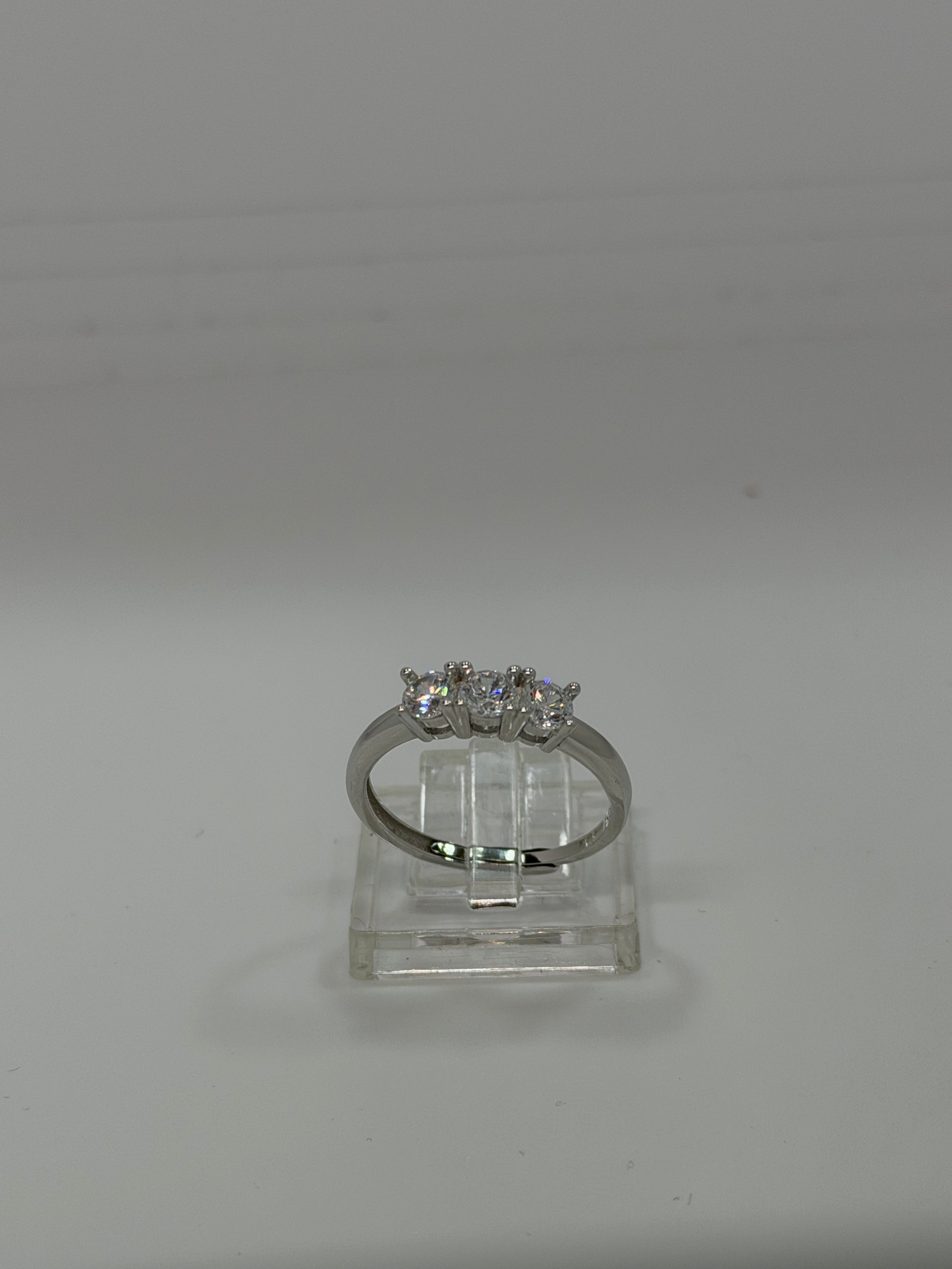 Anello Trilogy Argento 925 con 3 Pietre Bianche – Regolabile | AG silver