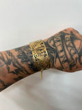 Bracciale Rigido Dorato Argento 925 con Segni Egiziani – Esclusivo e Regolabile