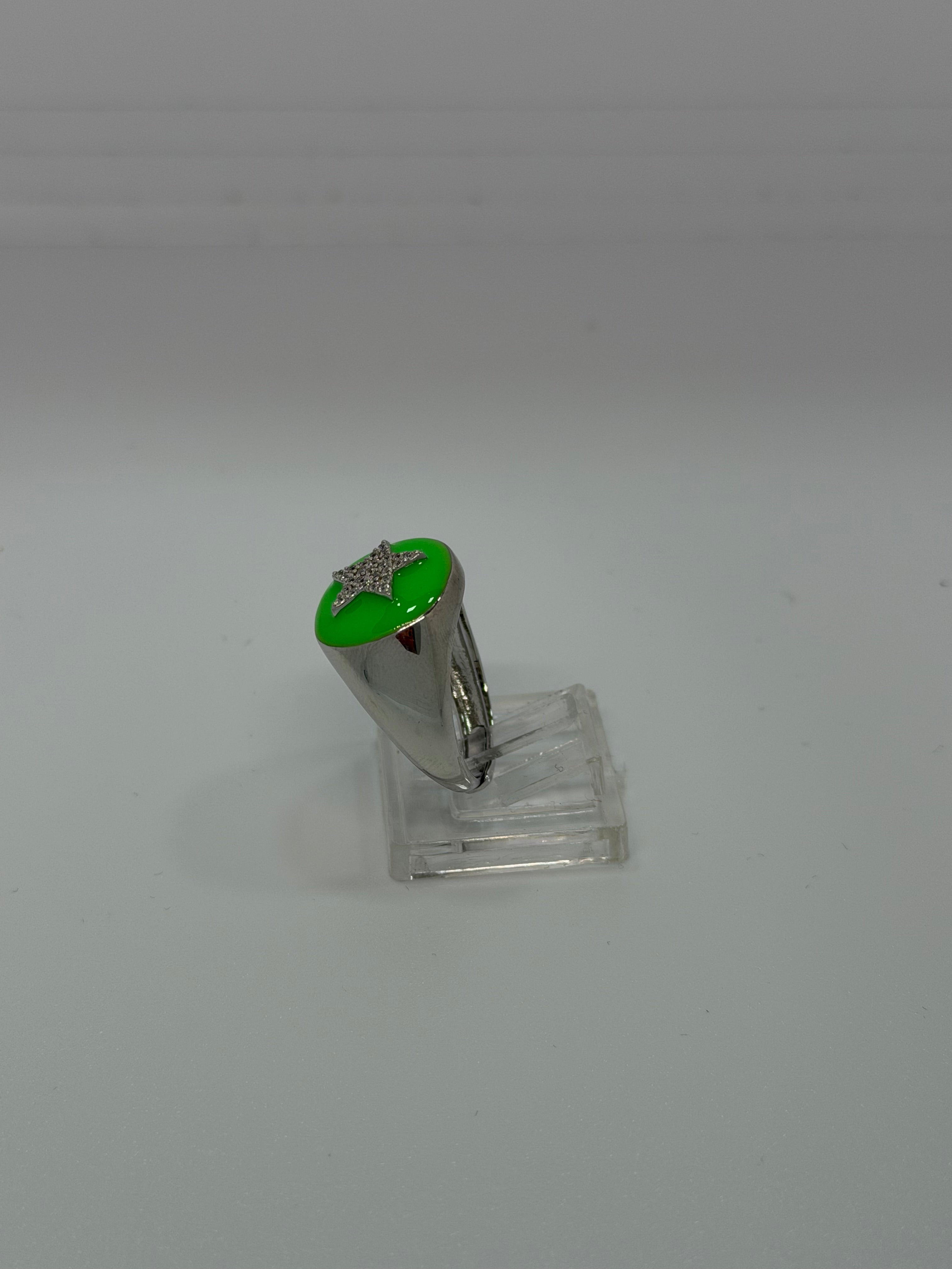 Anello Stella Argento 925 con Zirconi e Smalto – Regolabile | AG silver