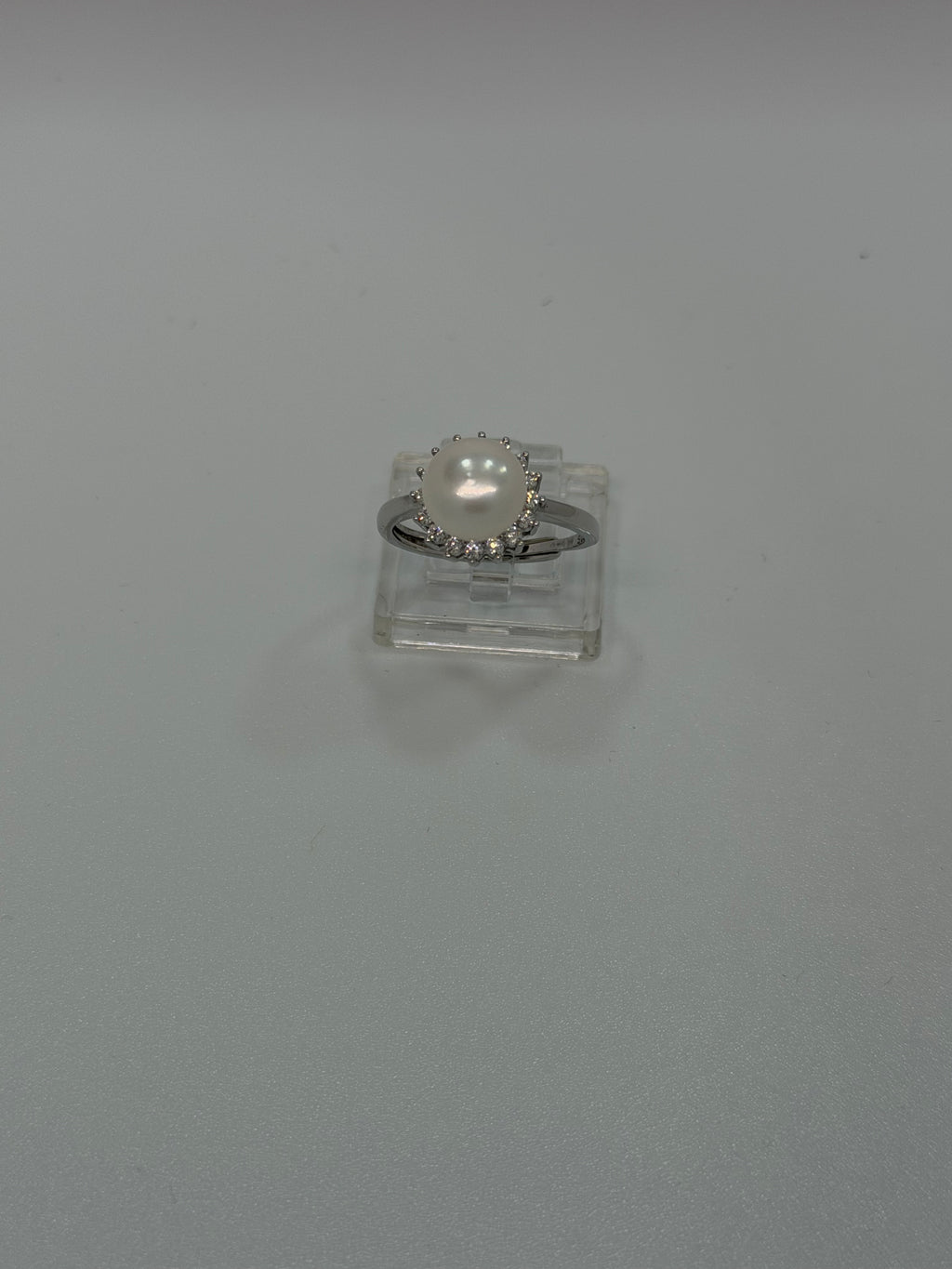 Anello Fiore Argento 925 con Perla e Zirconi Bianchi – Regolabile | AG silver