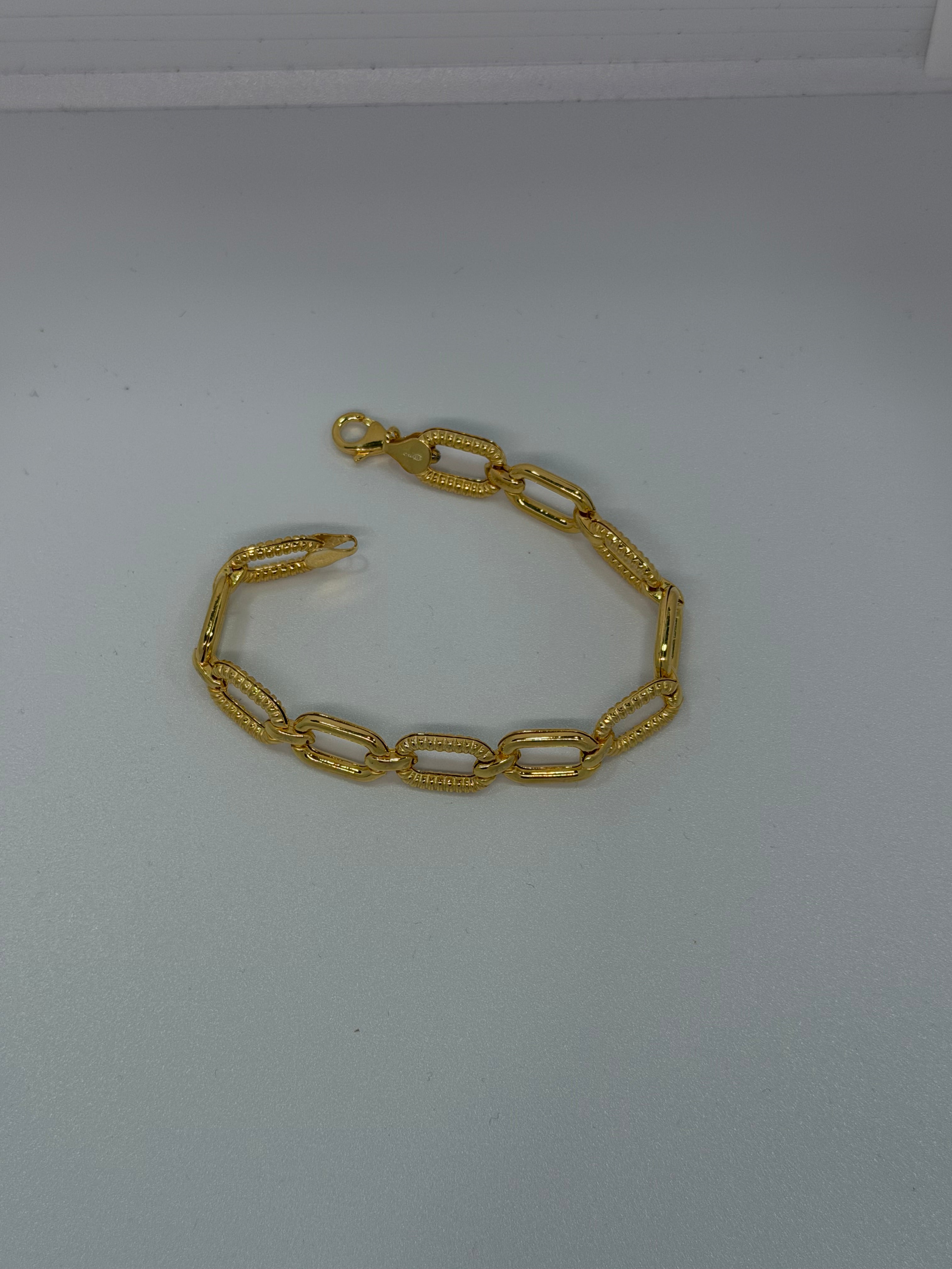 Bracciale Argento 925 Bagnato Oro con Rettangoli – Eleganza Moderna