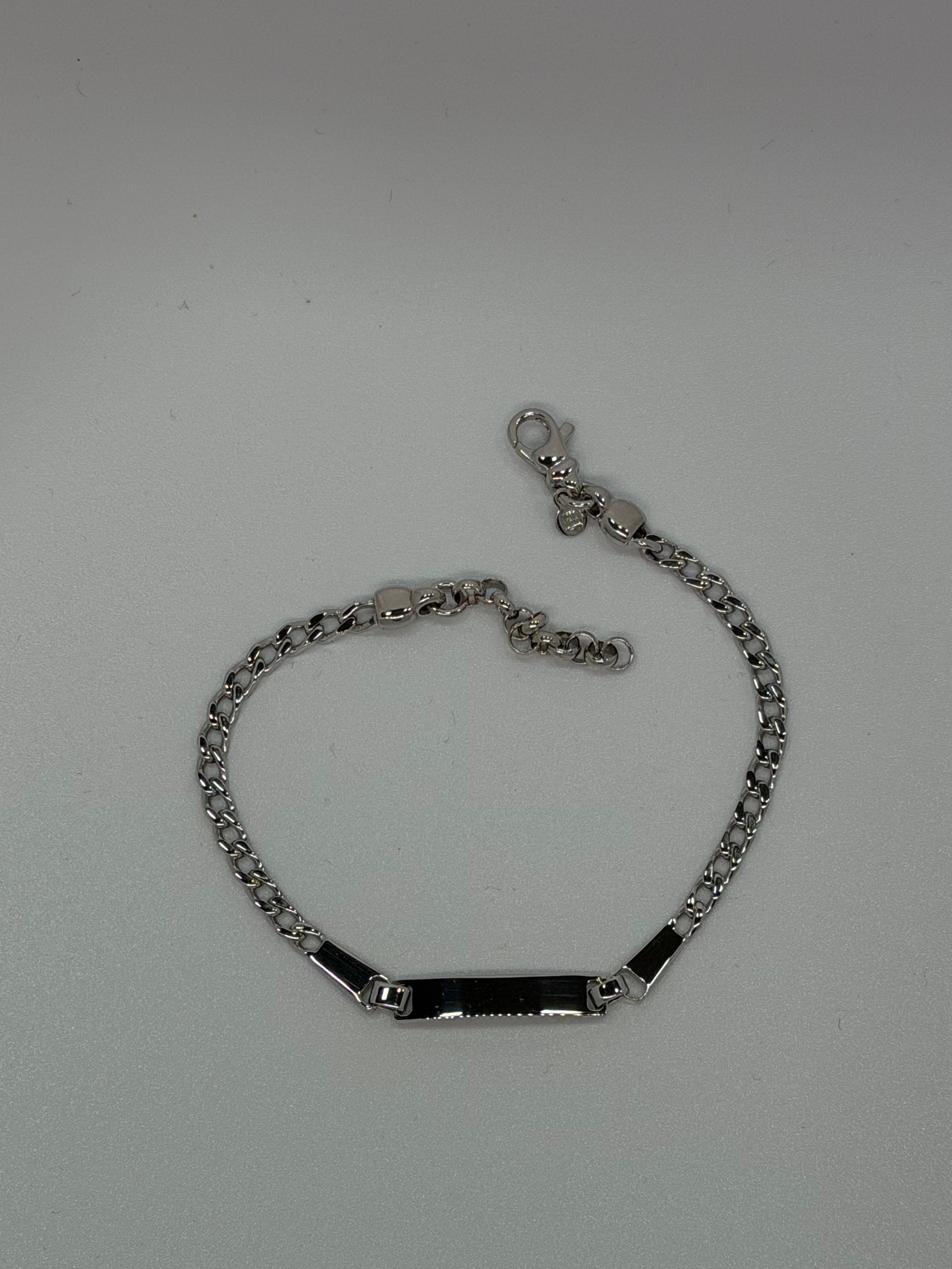 Bracciale Argento 925 con Targhetta Centrale su Catena Groumette