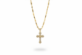 Collana Croce Argento 925 Bagnata nell'Oro con Pietre Bianche | Fede e Stile