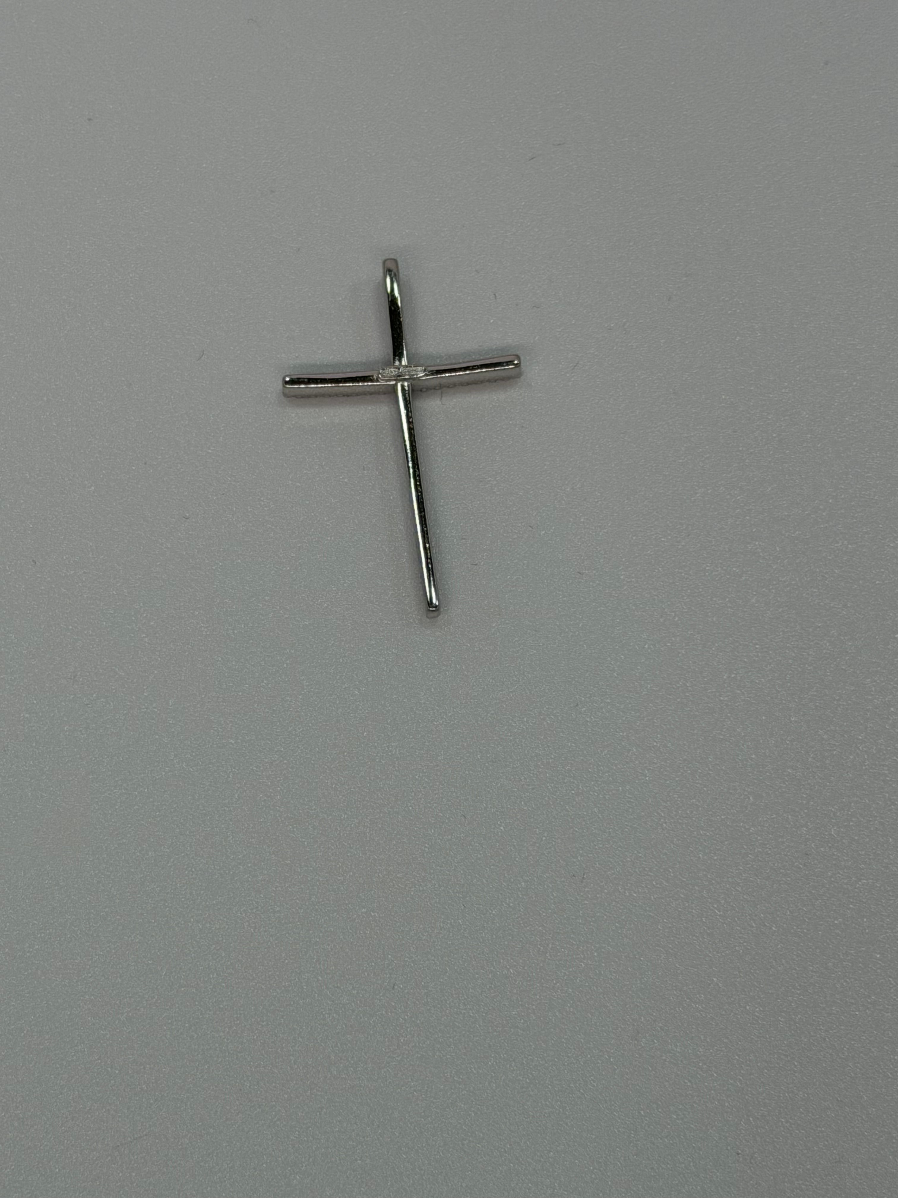 Ciondolo Croce in Argento 925 con Pietre Bianche Incastonate | Gioiello Religioso