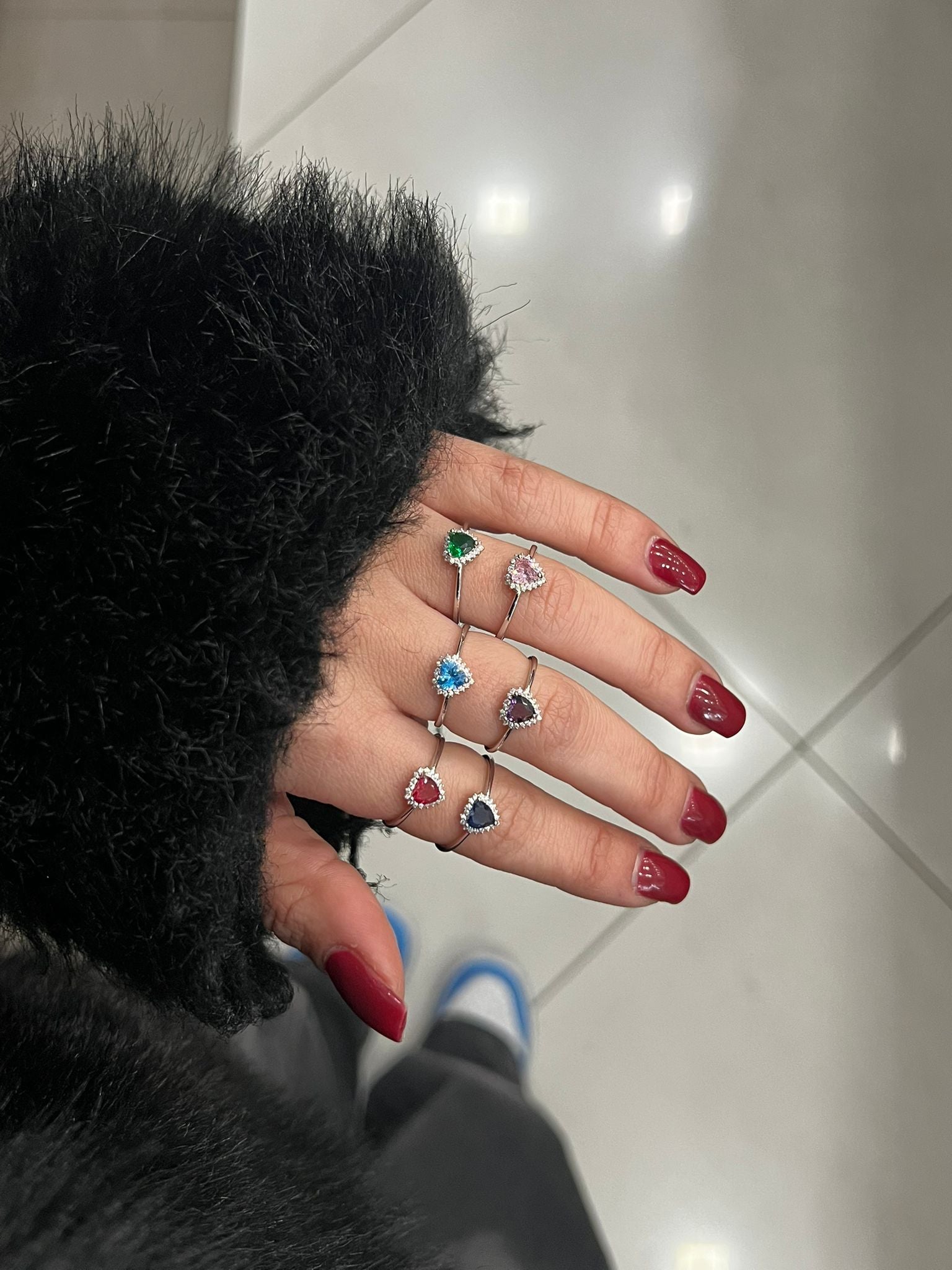 Anello Cuori Colorati Argento 925 – Allegro e Regolabile