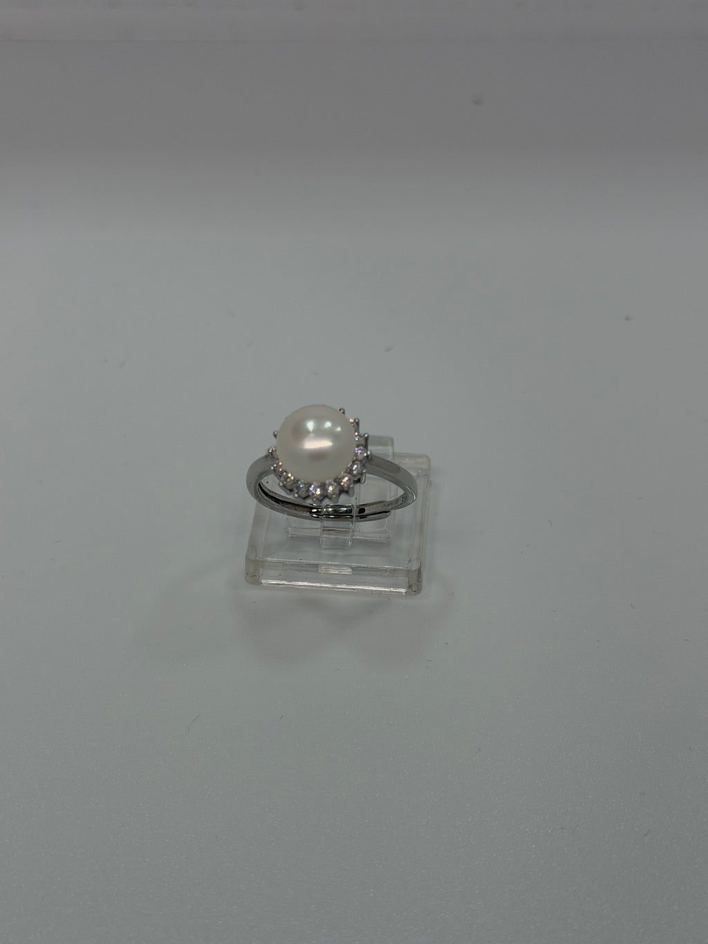 Anello Fiore Argento 925 con Perla e Zirconi Bianchi – Regolabile | AG silver