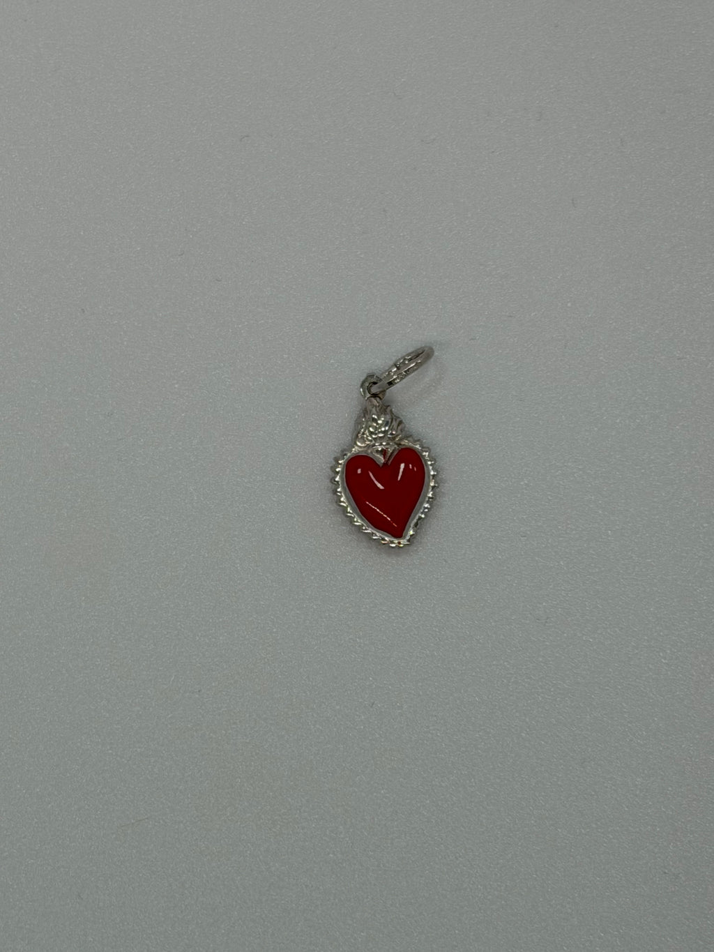 Ciondolo Sacro Cuore in Argento 925 Smaltato Rosso | Gioiello Religioso