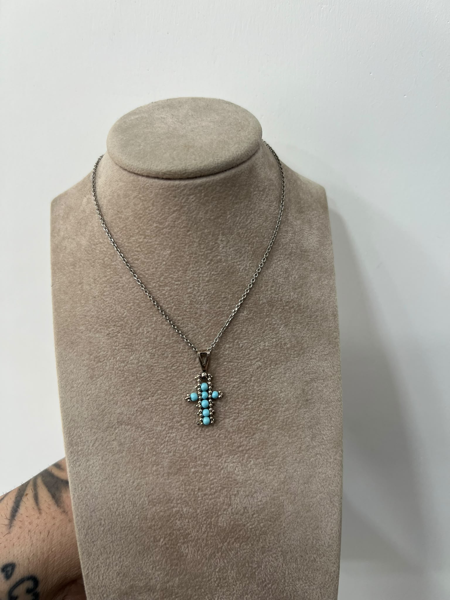 Collana Croce Argento 925 con Pietre Turchesi – Fede e Stile