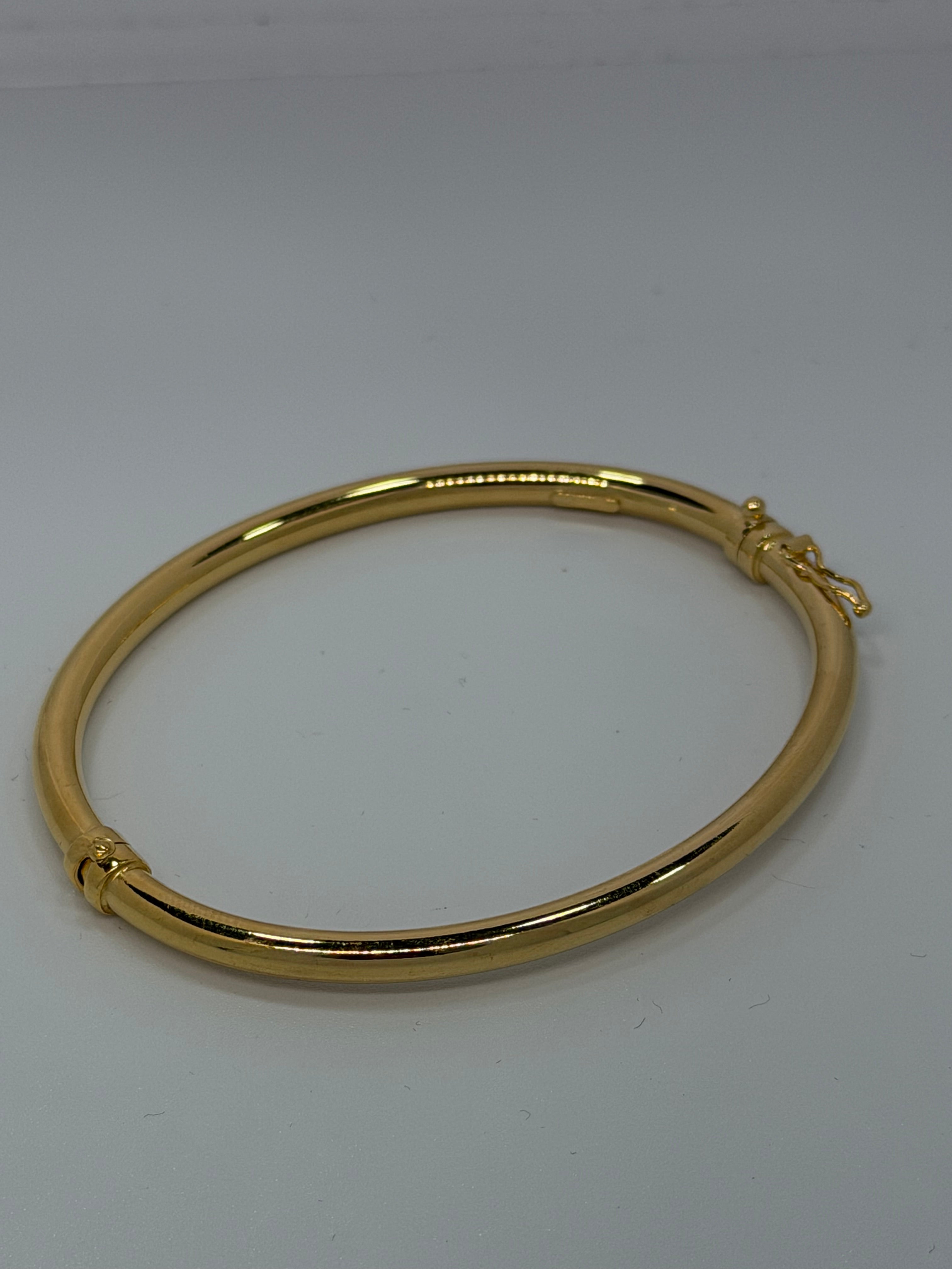 Bracciale Tubolare Rigido Argento 925 Bagnato Oro – Chiusura Laterale