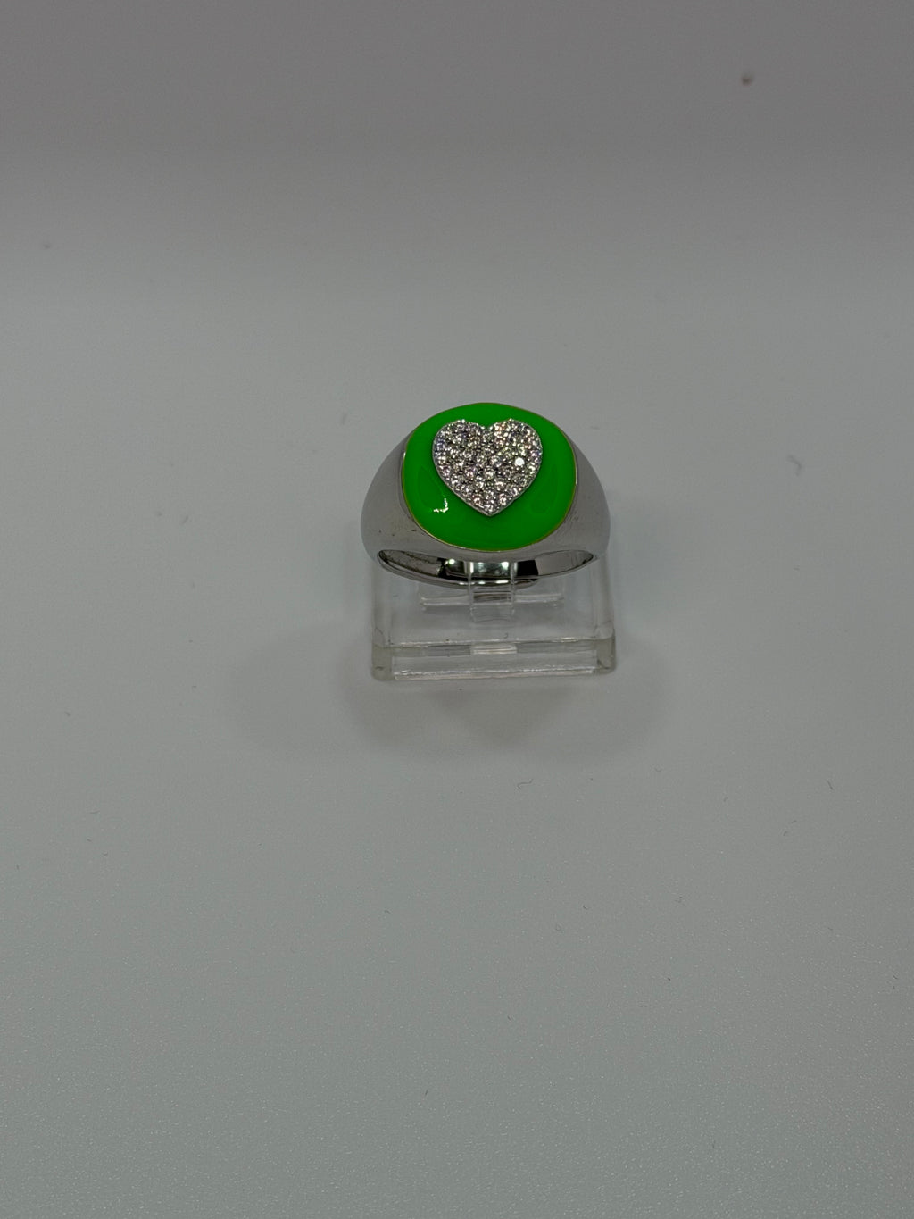 Anello Cuore Argento 925 con Zirconi e Smalto – Regolabile | AG silver