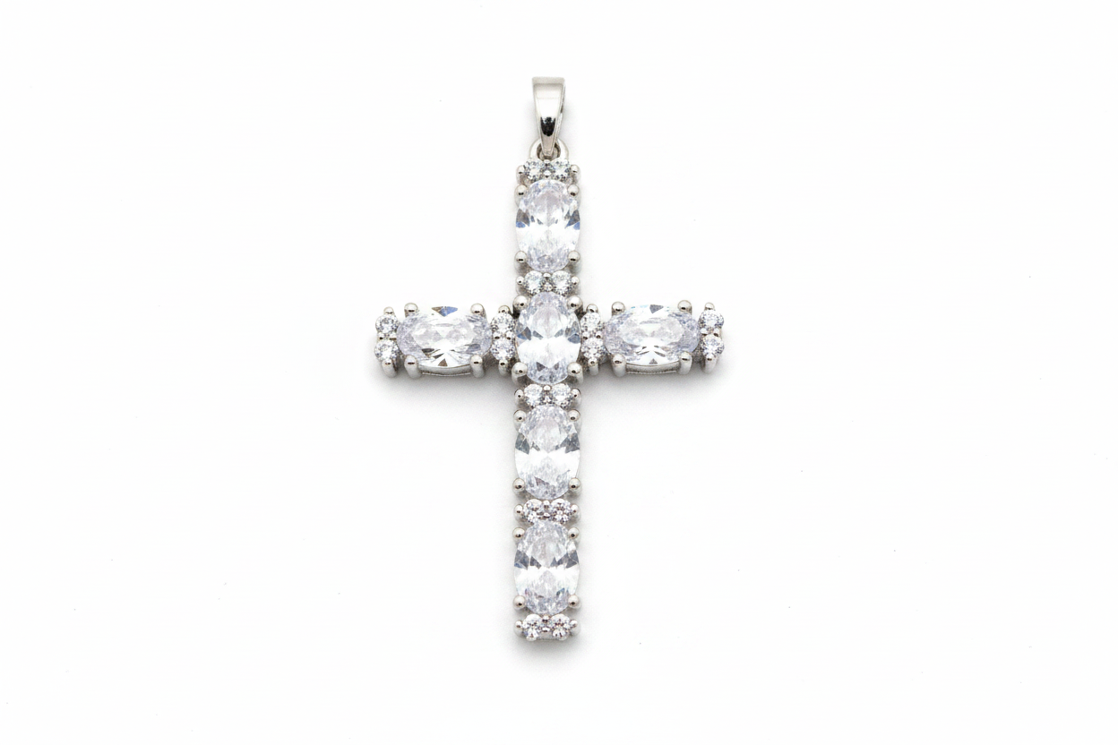 Ciondolo Croce Argento 925 con Zirconi – Regalo Perfetto