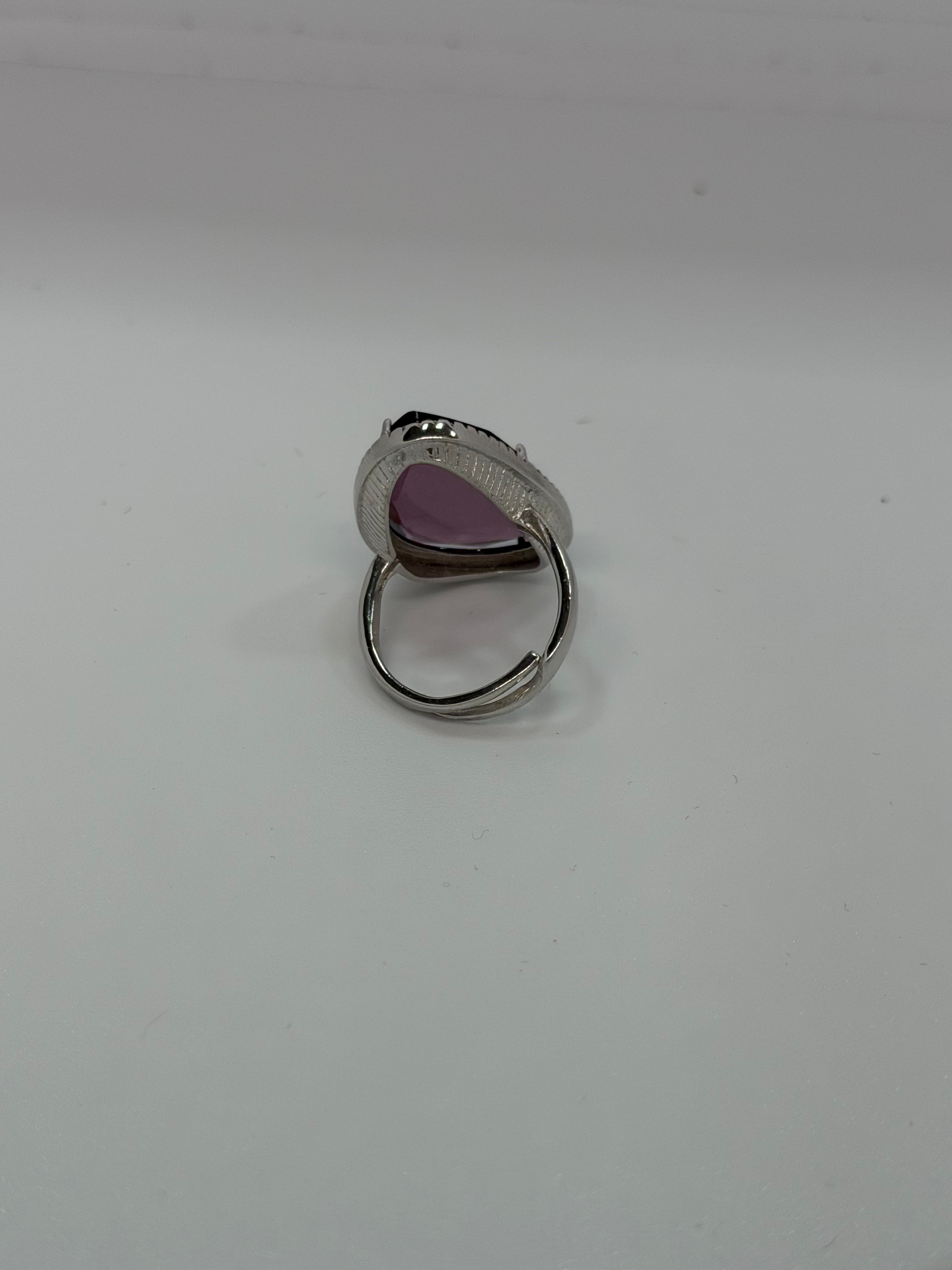 Anello Argento 925 Pietra Viola o Blu a Goccia con Zirconi – Regolabile | AG silver