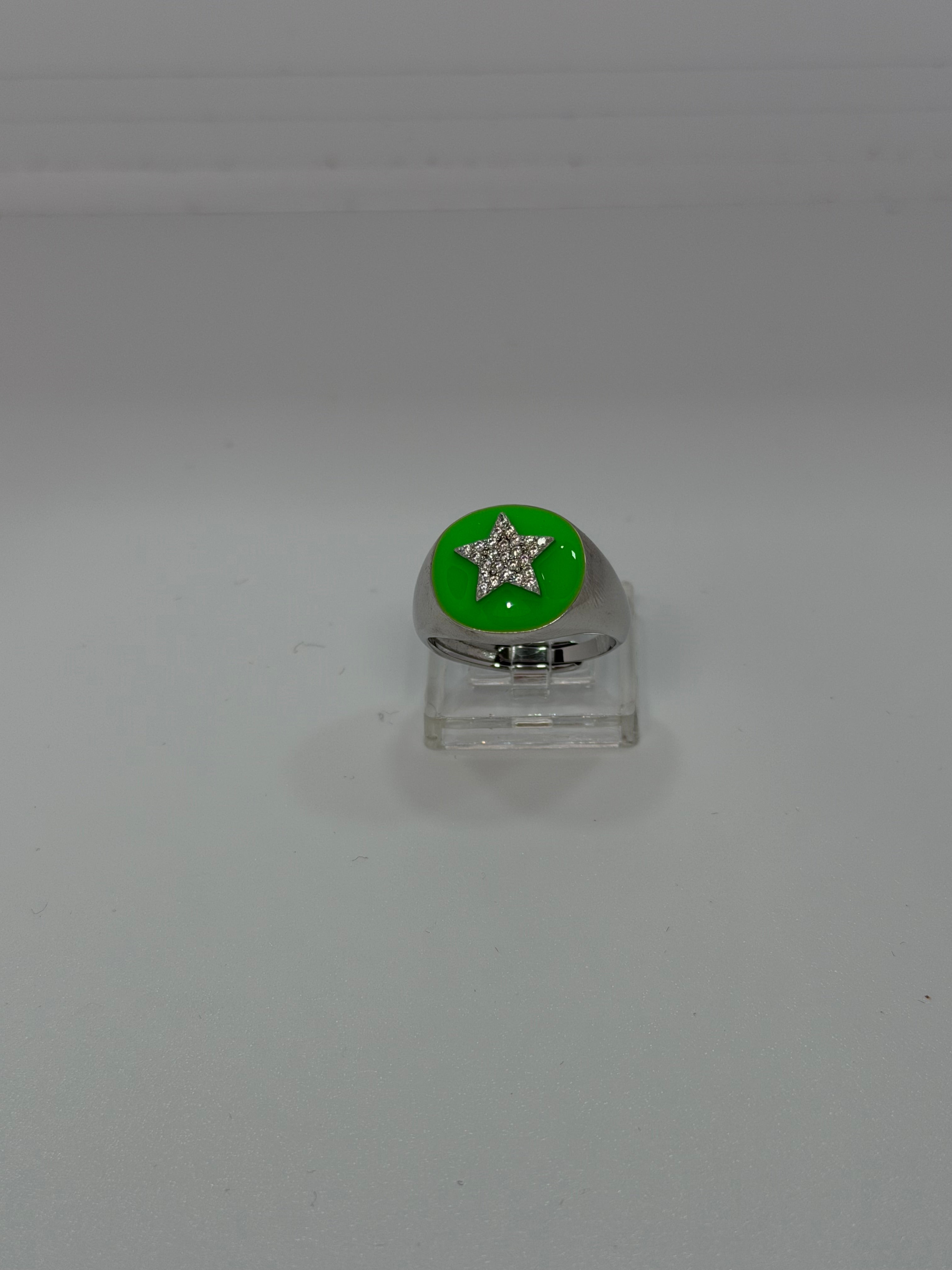 Anello Stella Argento 925 con Zirconi e Smalto – Regolabile | AG silver