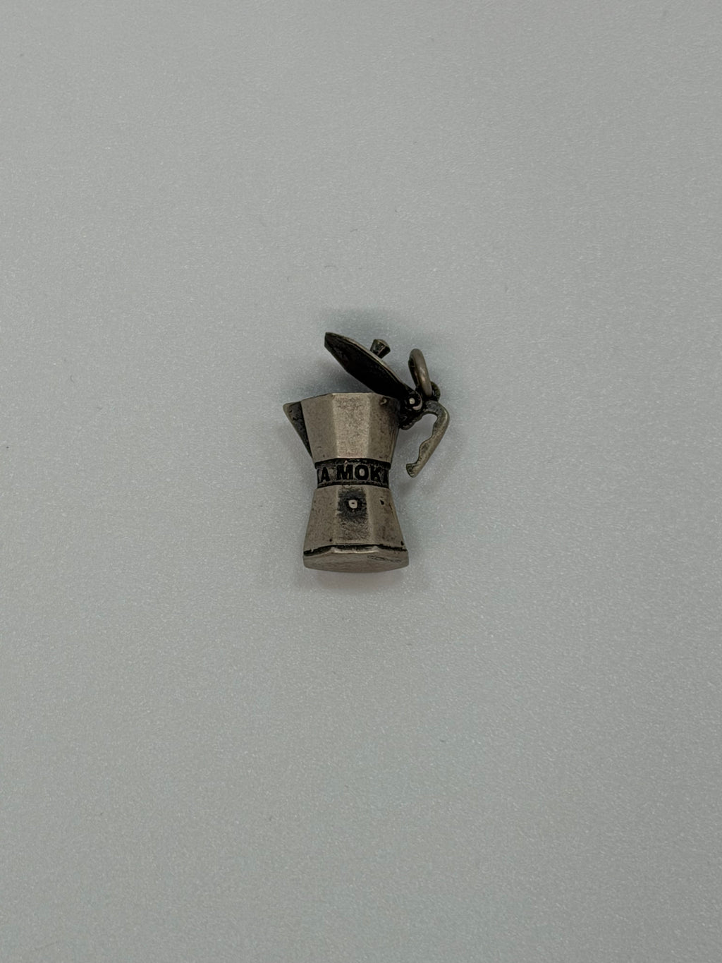 Ciondolo Caffettiera Moka in Argento 925 Brunito – Fatto a Mano