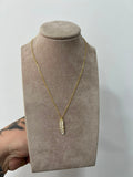 Collana Piuma Zirconi Bianchi – Argento 925 Bagnato Oro