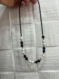 Collana Argento 925 Sfere Bianche, Nere e Dorate Sfaccettate