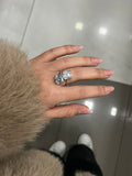 Anello Contrariè in Argento 925 con Due Pietre Bianche – Regolabile
