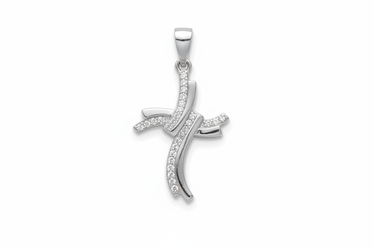 Croce Piccola Argento 925 Pietre Bianche – Delicata e Preziosa